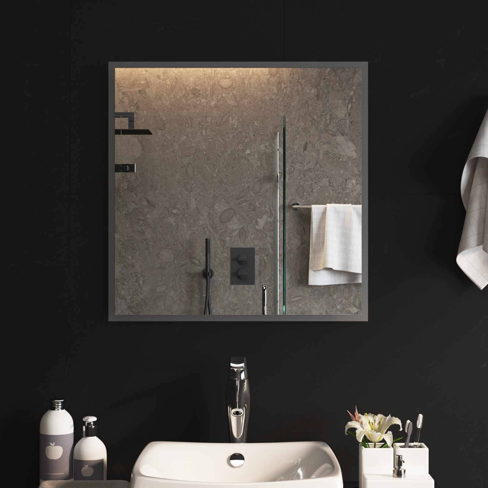 vidaXL LED-Badezimmerspiegel Transparent 60 x 60 cm Gehärtetes Glas