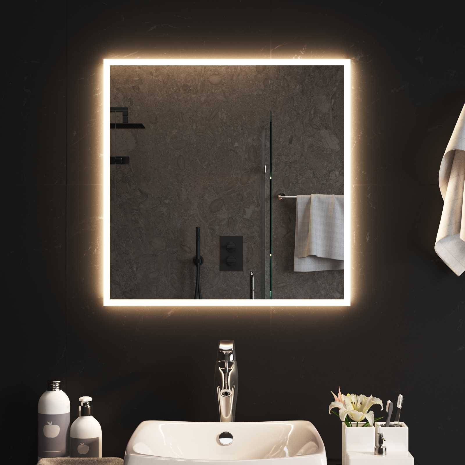 vidaXL LED-Badezimmerspiegel Transparent 60 x 60 cm Gehärtetes Glas