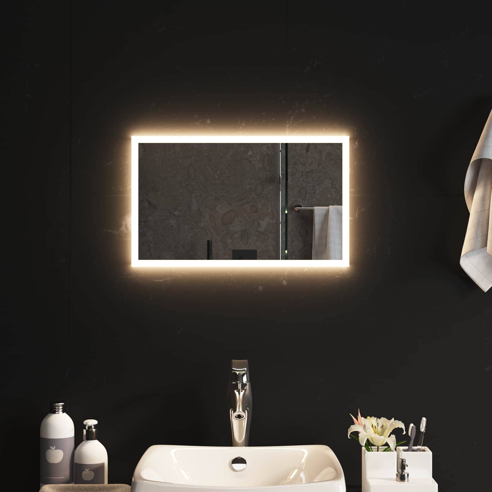 vidaXL LED-Badezimmerspiegel Transparent 50 x 30 cm Gehärtetes Glas