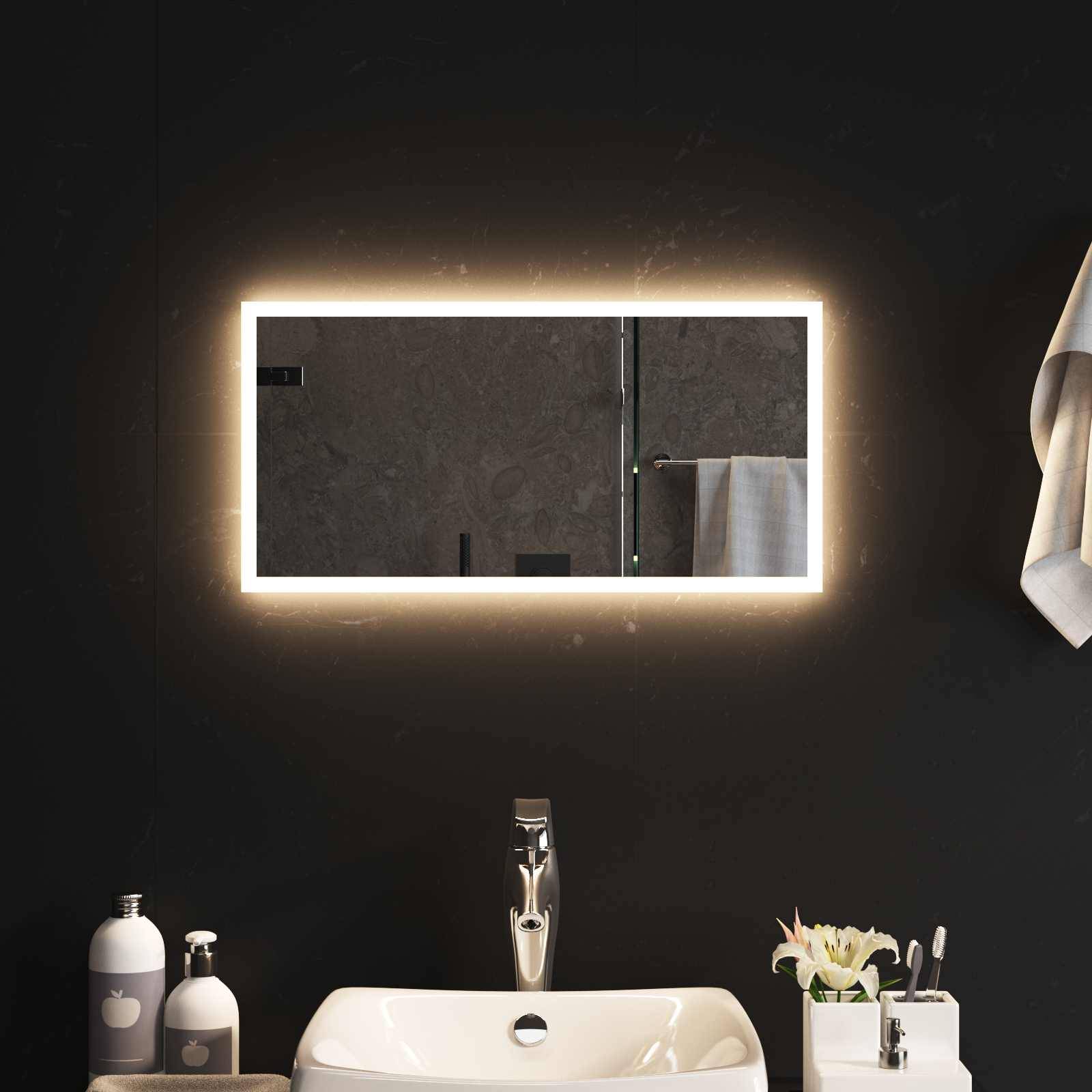 vidaXL LED-Badezimmerspiegel Transparent 60 x 30 cm Gehärtetes Glas
