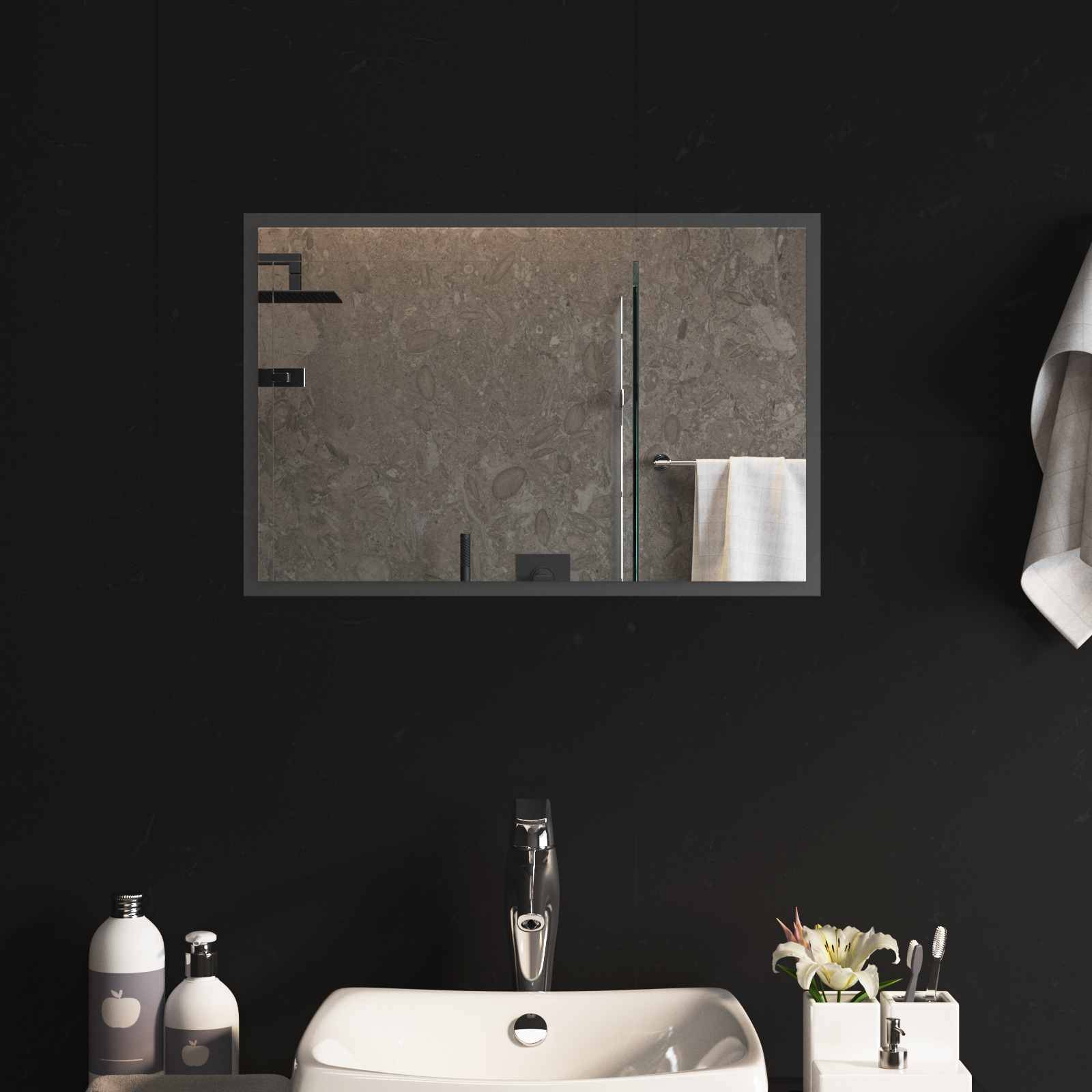 vidaXL LED-Badezimmerspiegel Transparent 60 x 40 cm Gehärtetes Glas