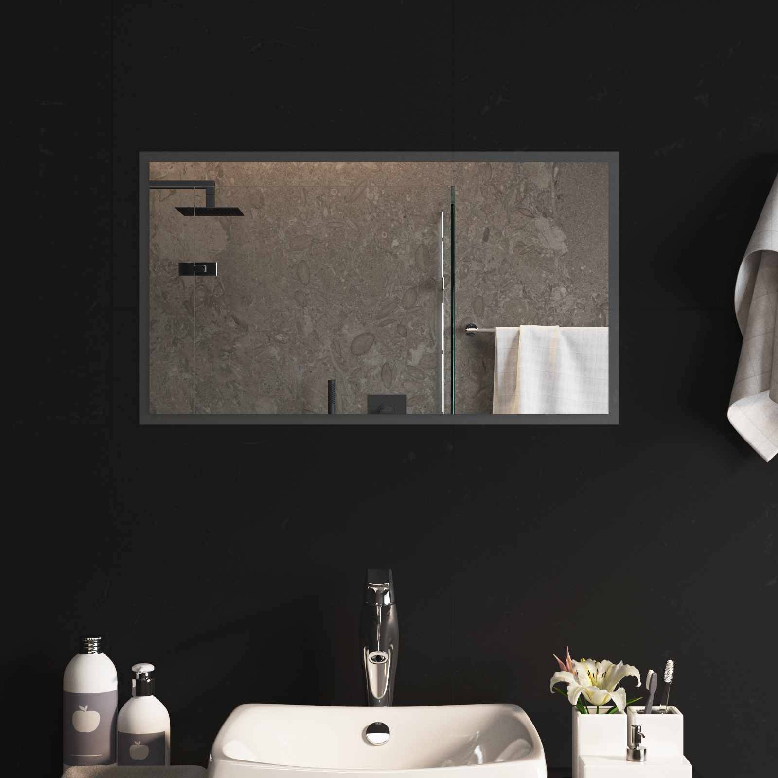 vidaXL LED-Badezimmerspiegel Transparent 70 x 40 cm Gehärtetes Glas