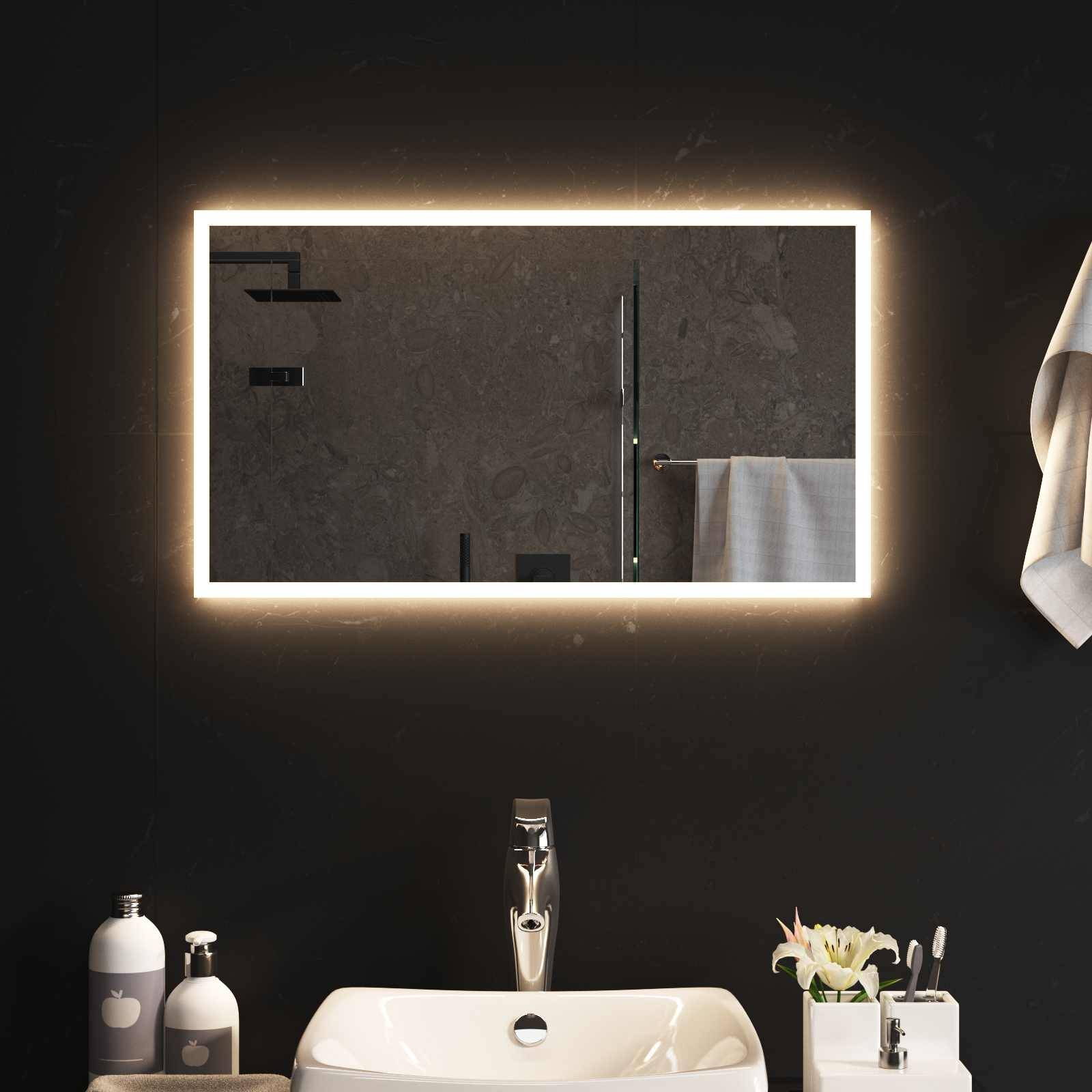 vidaXL LED-Badezimmerspiegel Transparent 70 x 40 cm Gehärtetes Glas