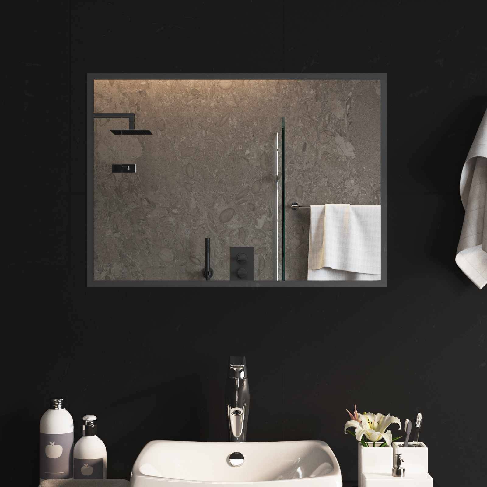 vidaXL LED-Badezimmerspiegel Transparent 70 x 50 cm Gehärtetes Glas
