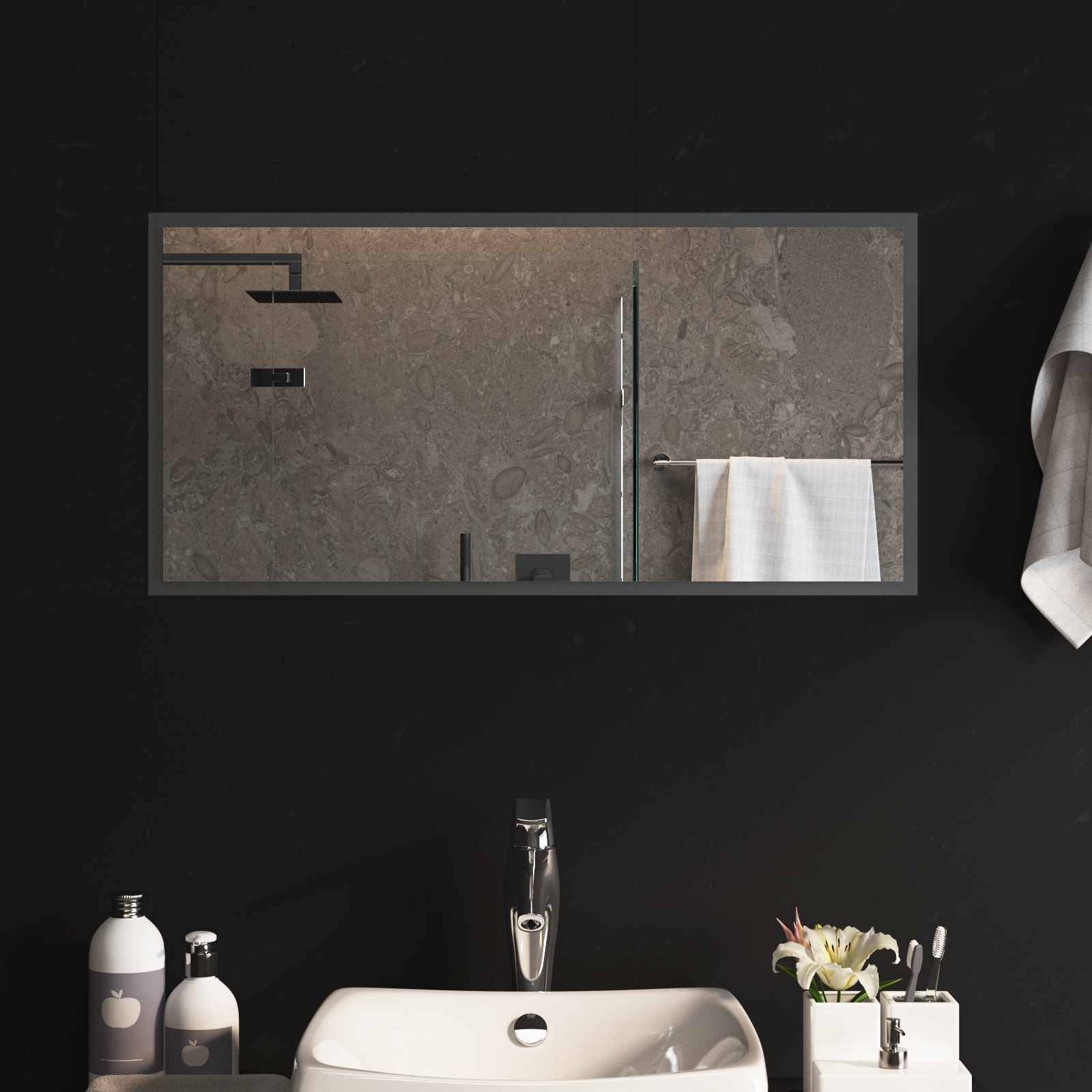 vidaXL LED-Badezimmerspiegel Transparent 80 x 40 cm Gehärtetes Glas