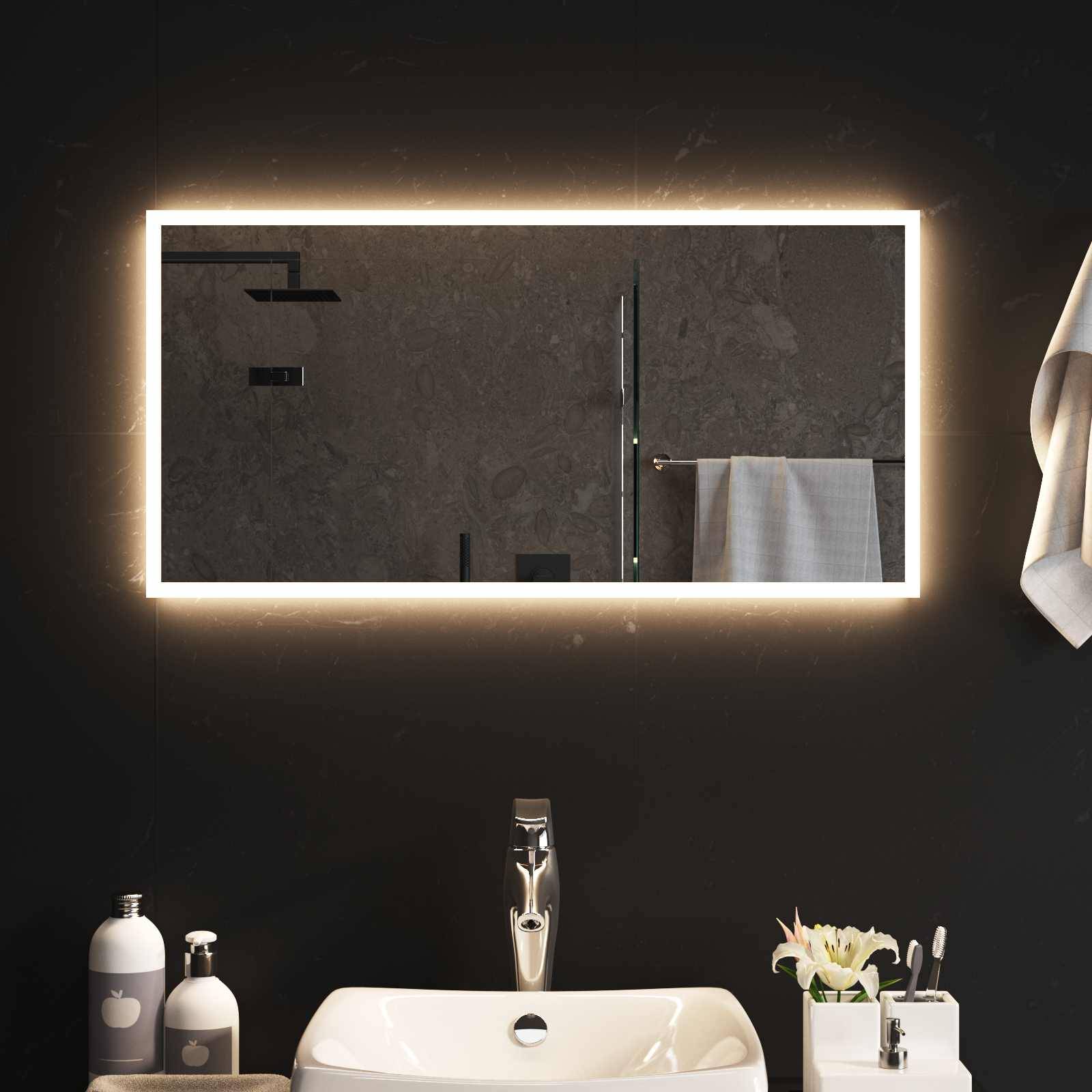 vidaXL LED-Badezimmerspiegel Transparent 80 x 40 cm Gehärtetes Glas