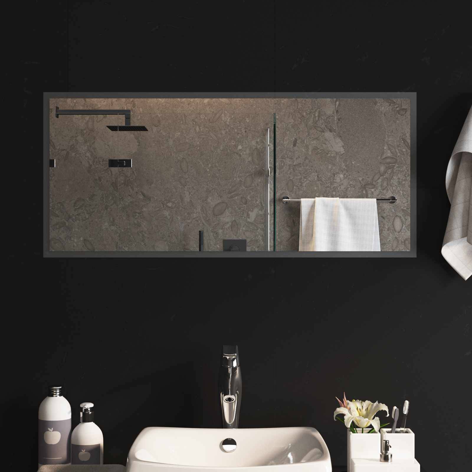 vidaXL LED-Badezimmerspiegel Transparent 90 x 40 cm Gehärtetes Glas