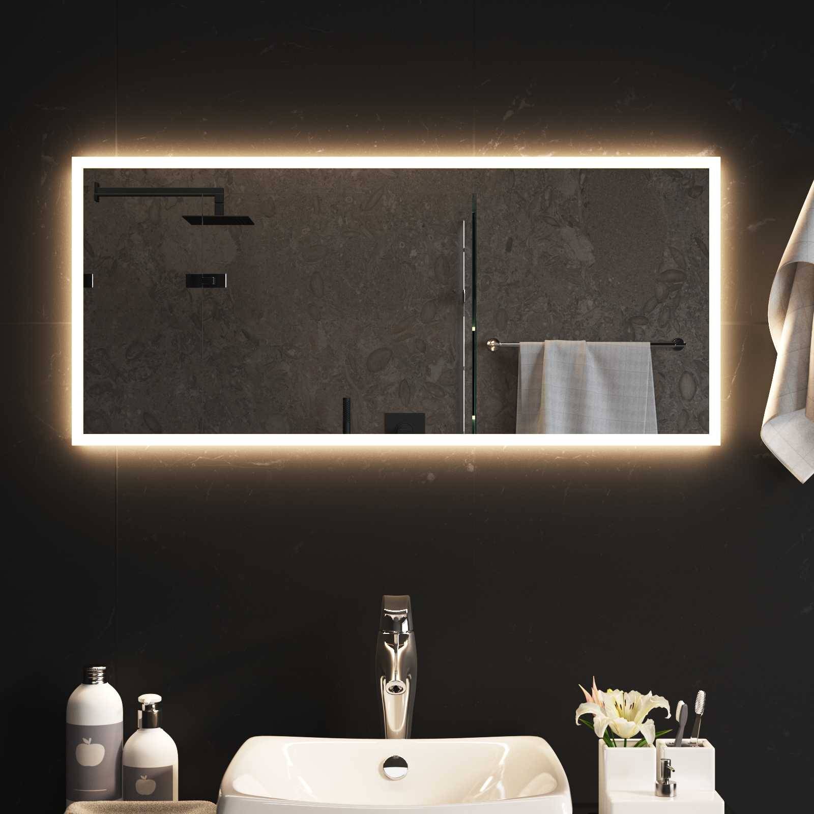 vidaXL LED-Badezimmerspiegel Transparent 90 x 40 cm Gehärtetes Glas