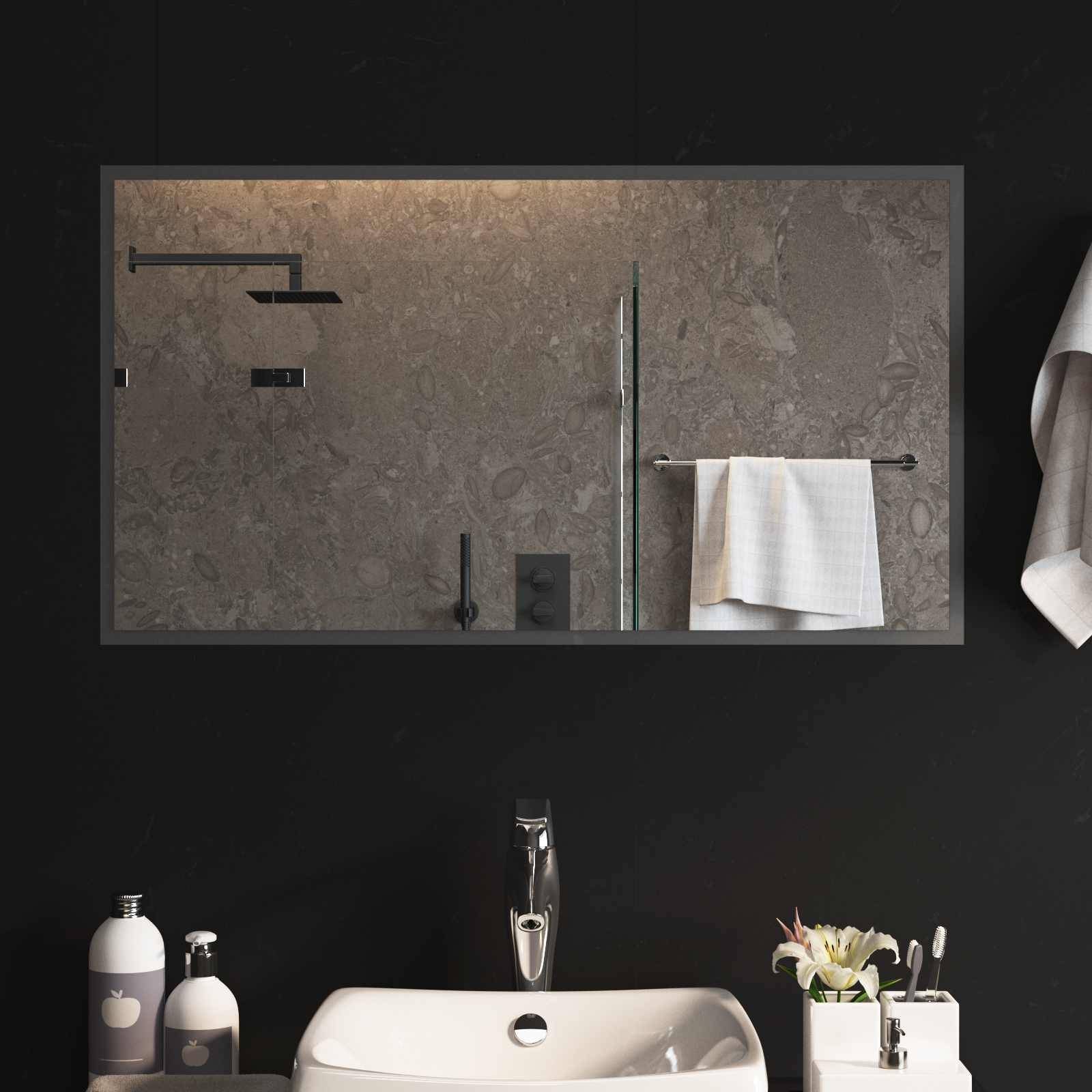 vidaXL LED-Badezimmerspiegel Transparent 90 x 50 cm Gehärtetes Glas