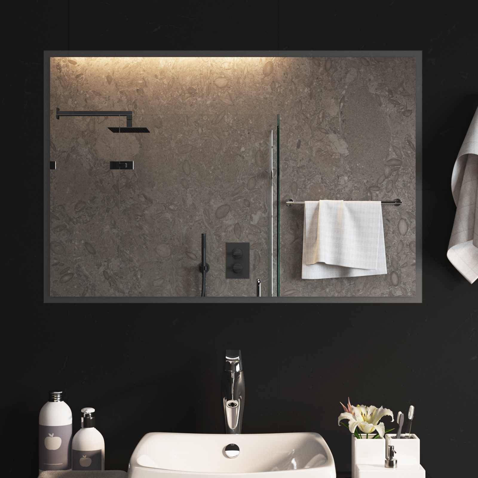 vidaXL LED-Badezimmerspiegel Transparent 90 x 60 cm Gehärtetes Glas