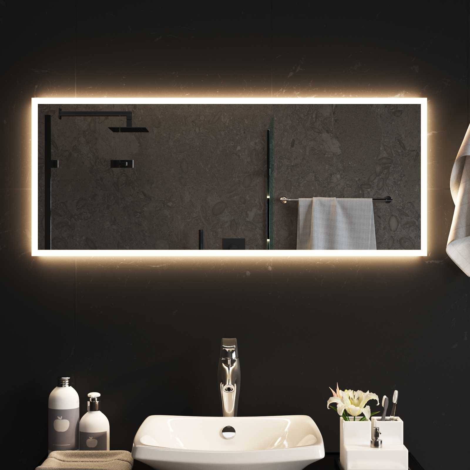 vidaXL LED-Badezimmerspiegel Transparent 100 x 40 cm Gehärtetes Glas