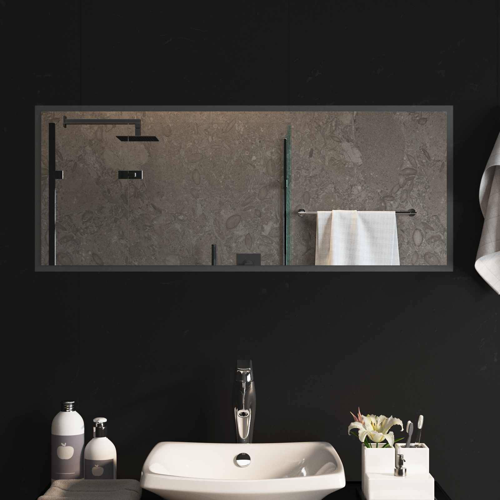 vidaXL LED-Badezimmerspiegel Transparent 100 x 40 cm Gehärtetes Glas