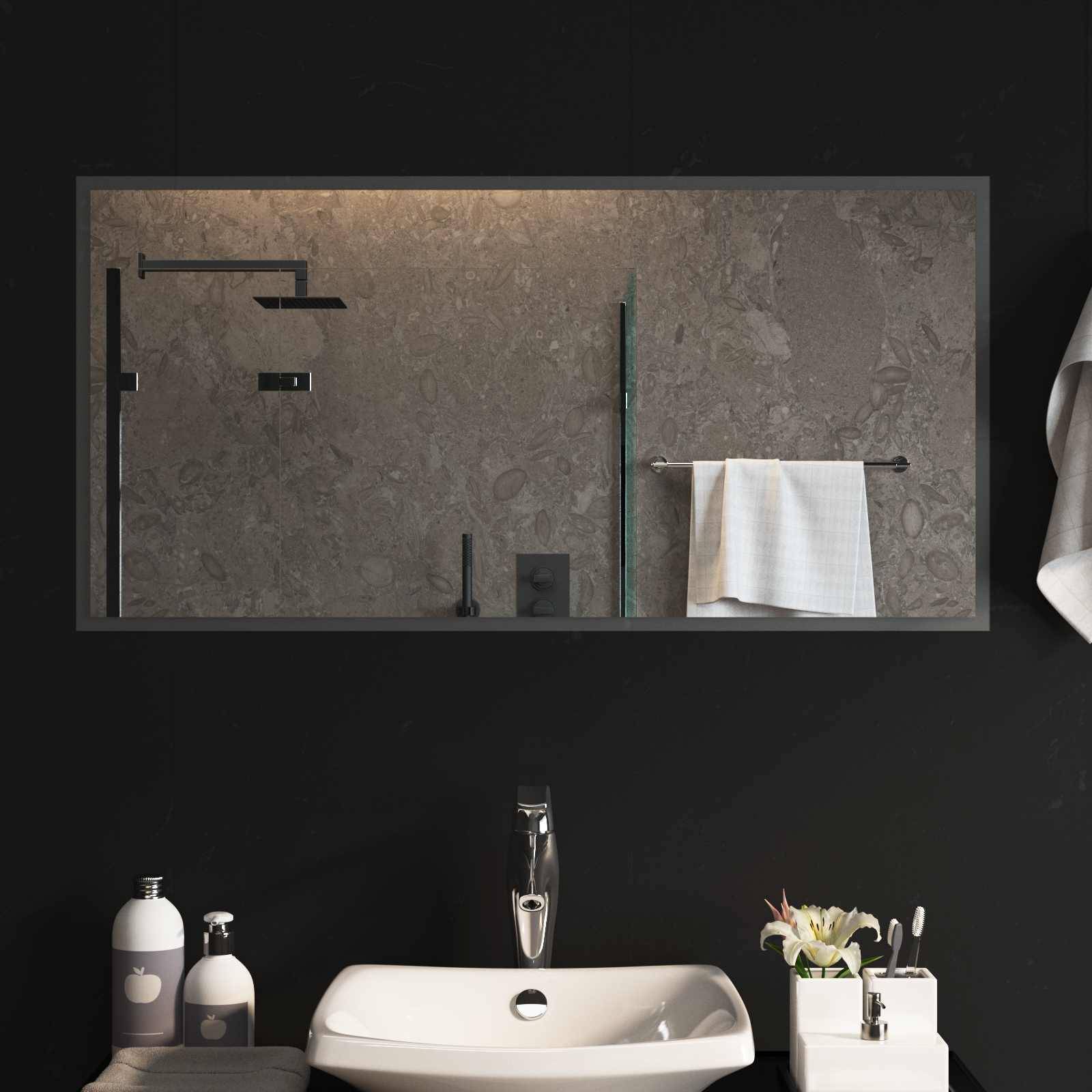 vidaXL LED-Badezimmerspiegel Transparent 100 x 50 cm Gehärtetes Glas