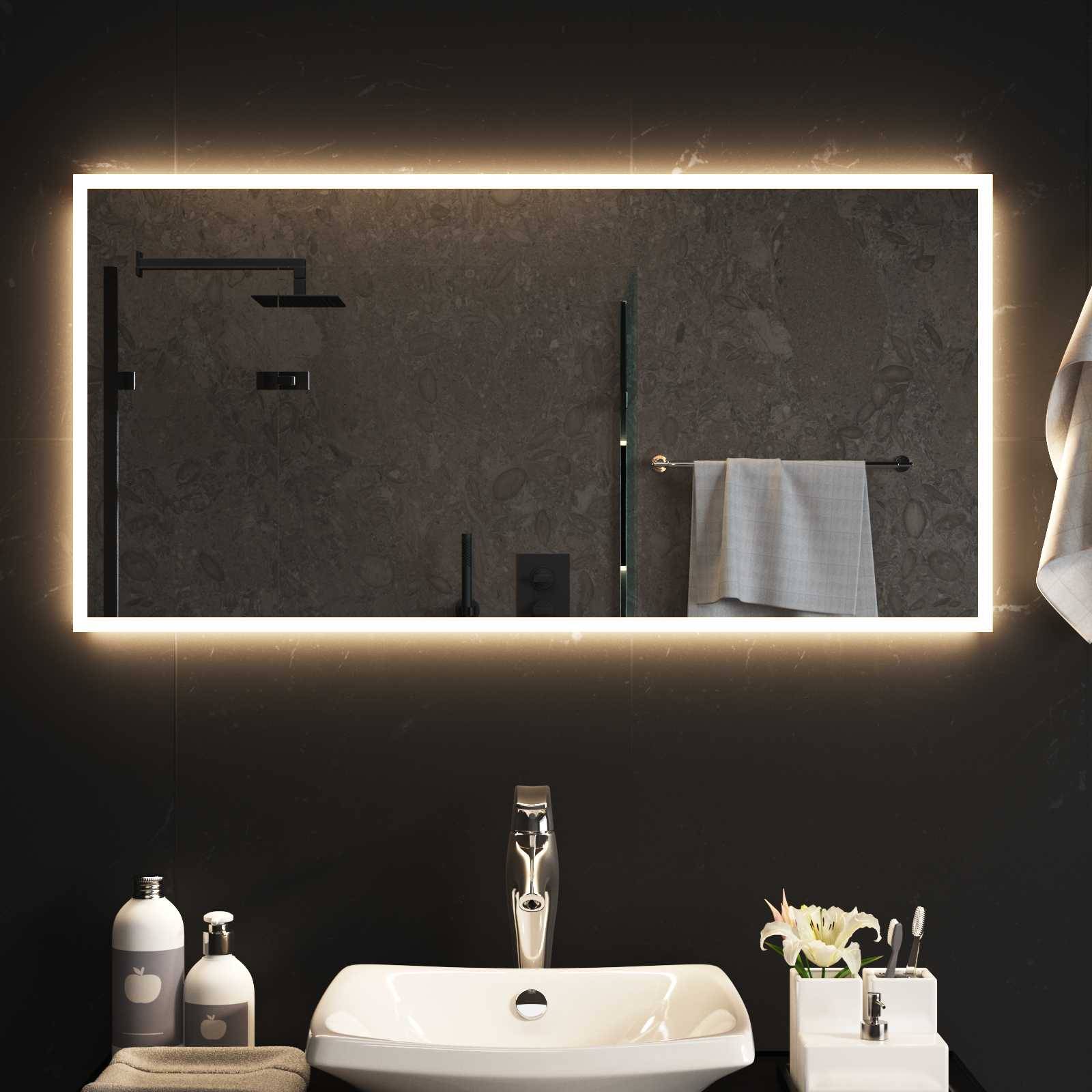 vidaXL LED-Badezimmerspiegel Transparent 100 x 50 cm Gehärtetes Glas