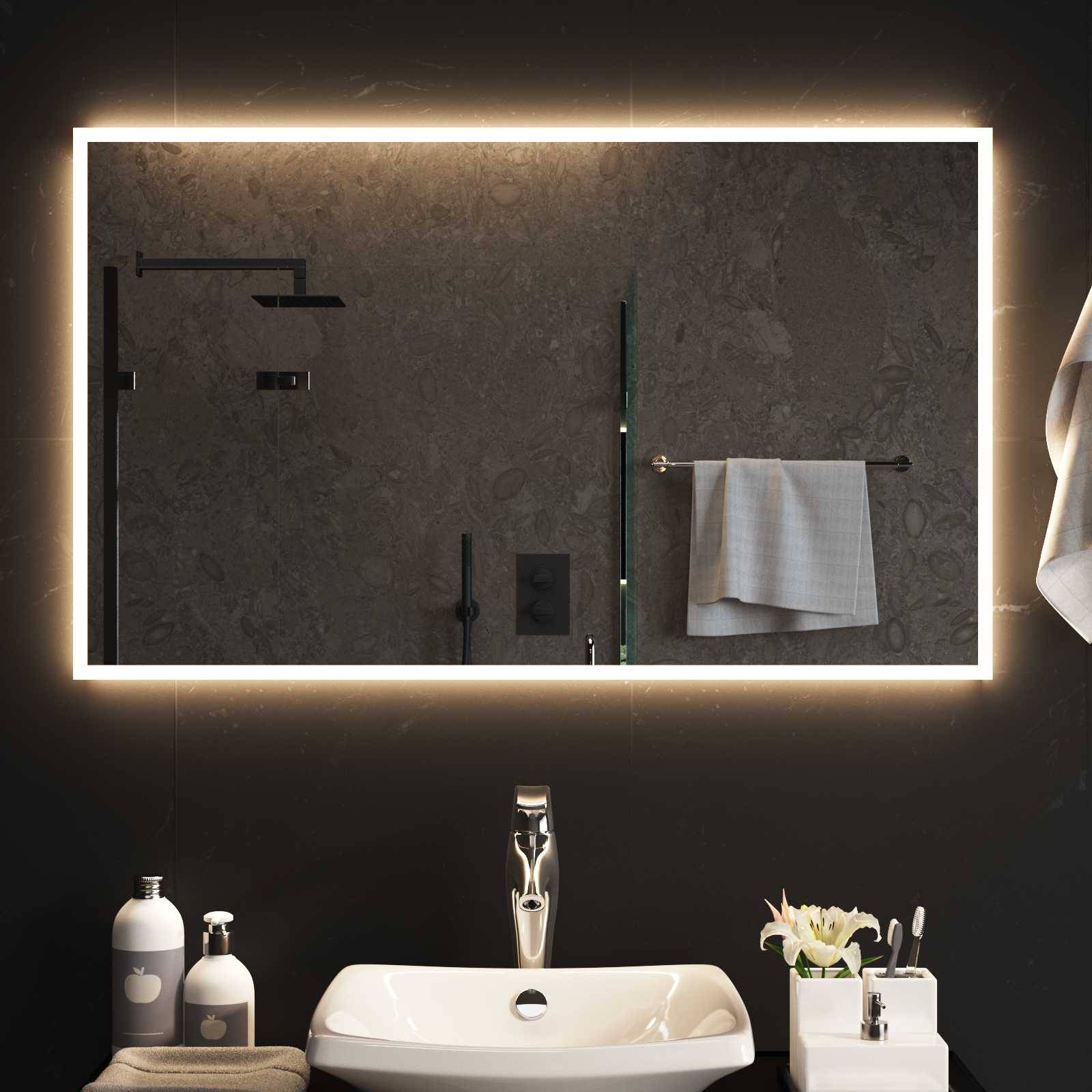 vidaXL LED-Badezimmerspiegel Transparent 100 x 60 cm Gehärtetes Glas