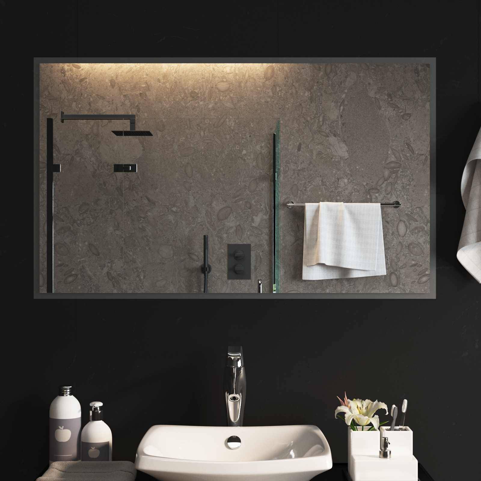 vidaXL LED-Badezimmerspiegel Transparent 100 x 60 cm Gehärtetes Glas