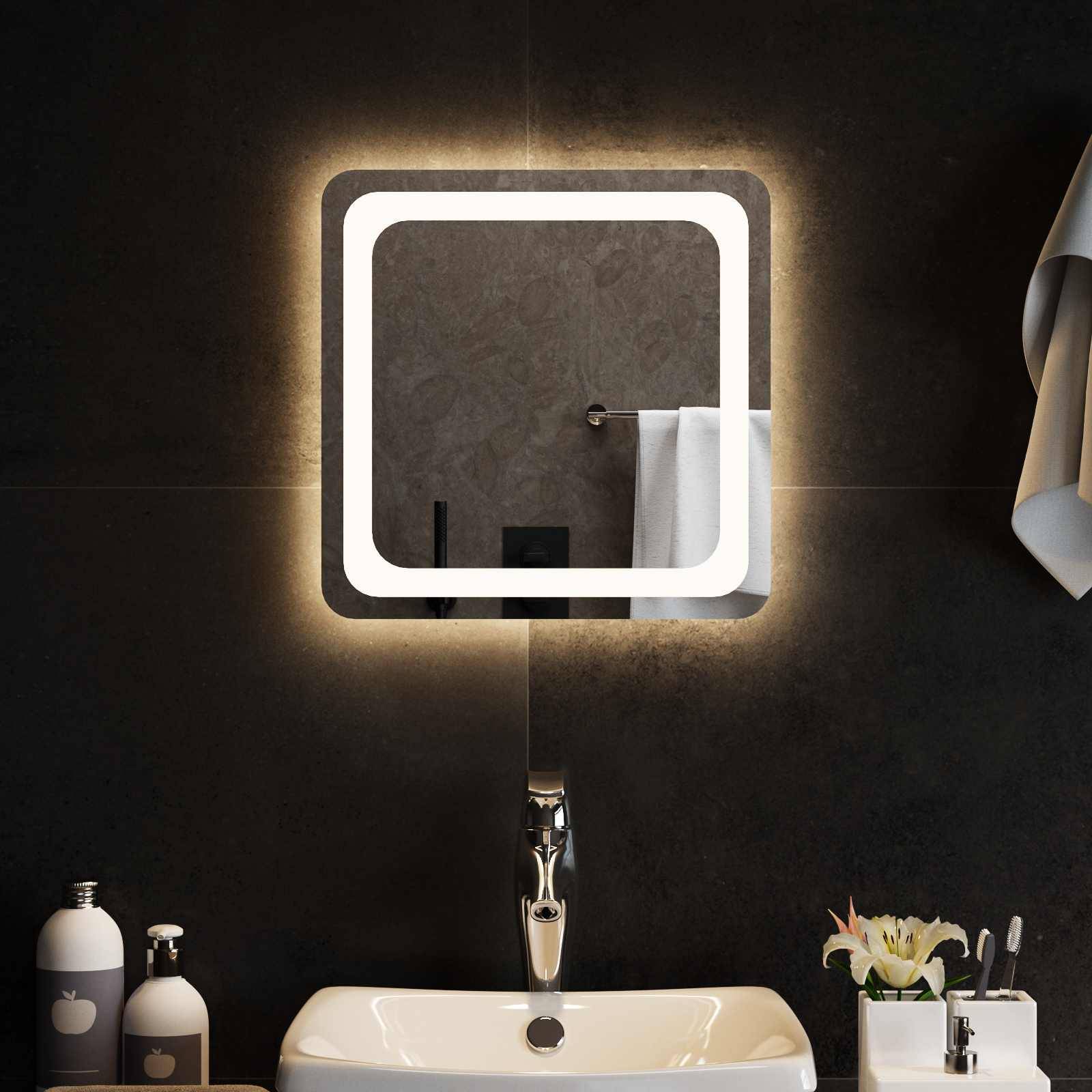 vidaXL LED-Badezimmerspiegel Transparent 40 x 40 cm Gehärtetes Glas