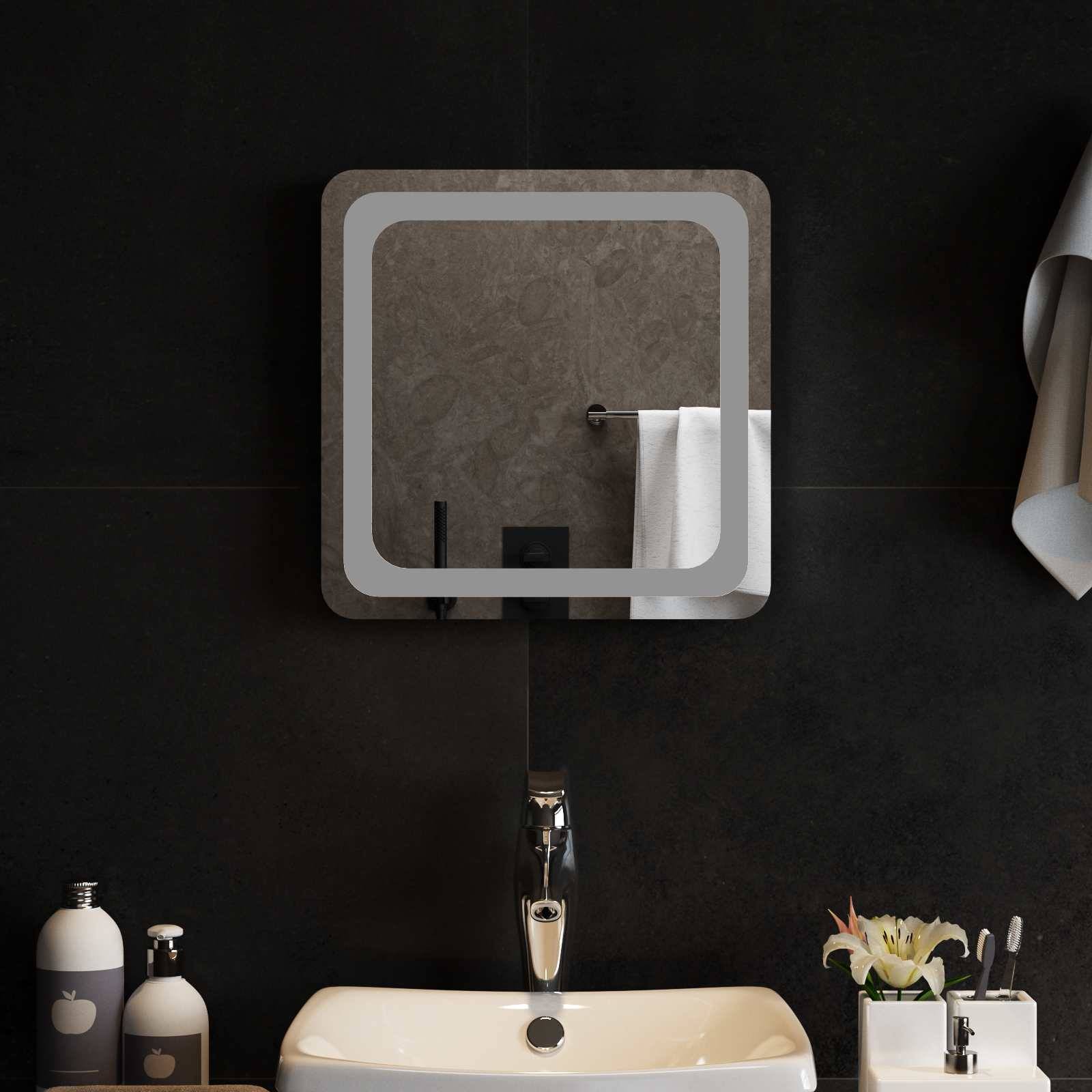 vidaXL LED-Badezimmerspiegel Transparent 40 x 40 cm Gehärtetes Glas