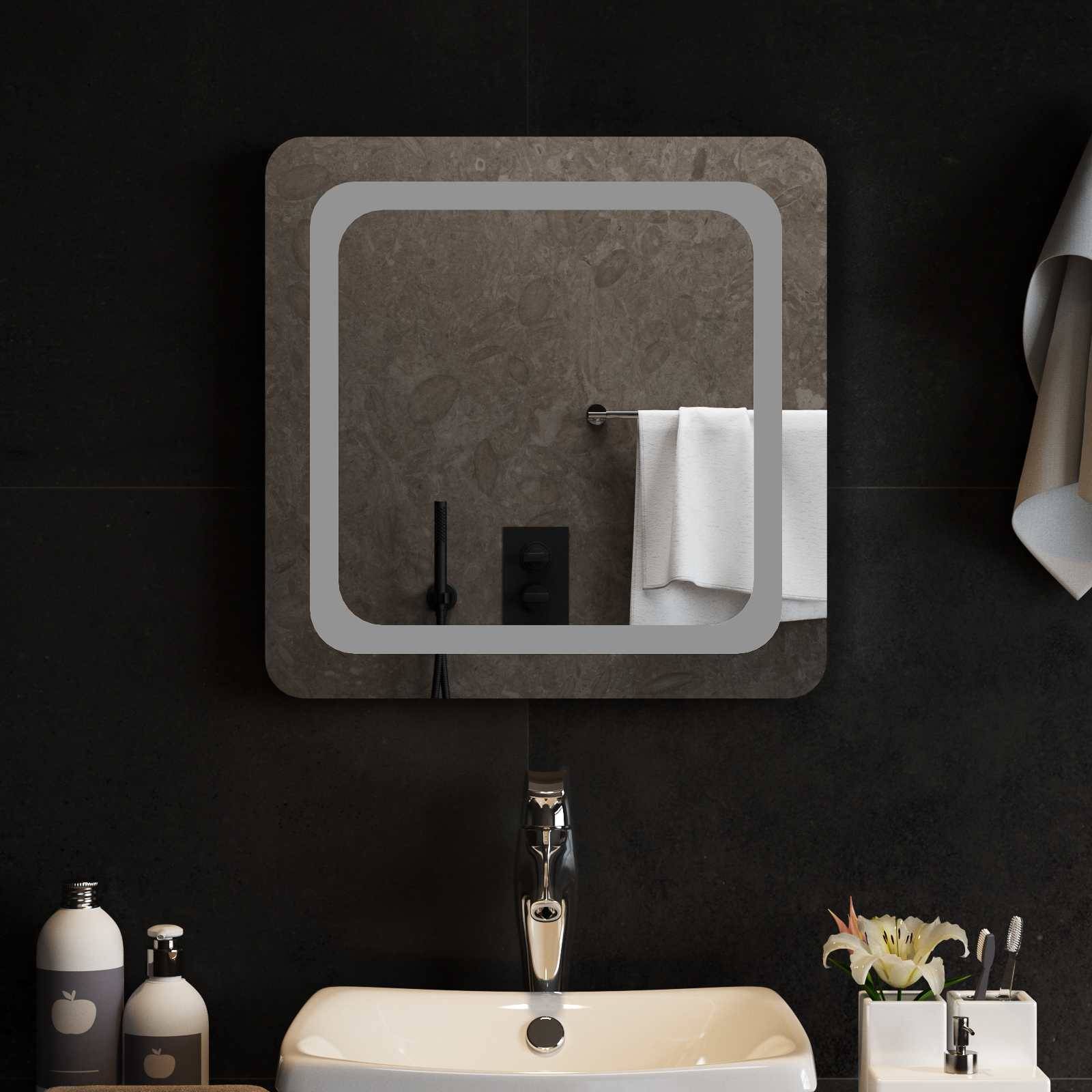 vidaXL LED-Badezimmerspiegel Transparent 50 x 50 cm Gehärtetes Glas