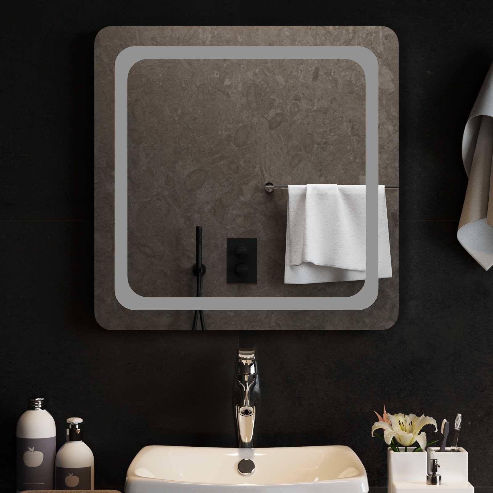 vidaXL LED-Badezimmerspiegel Transparent 60 x 60 cm Gehärtetes Glas