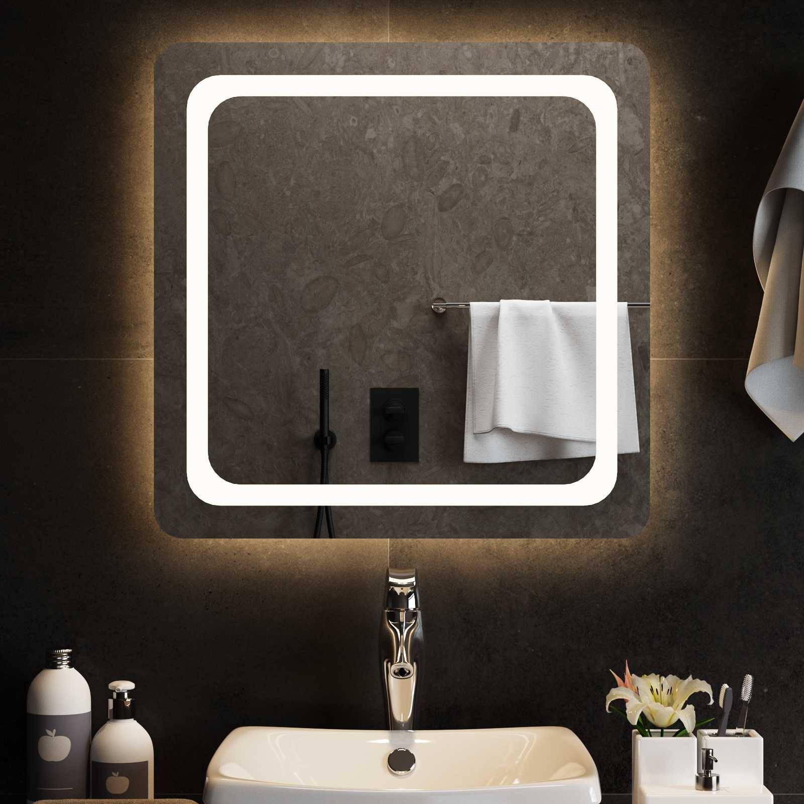 vidaXL LED-Badezimmerspiegel Transparent 60 x 60 cm Gehärtetes Glas