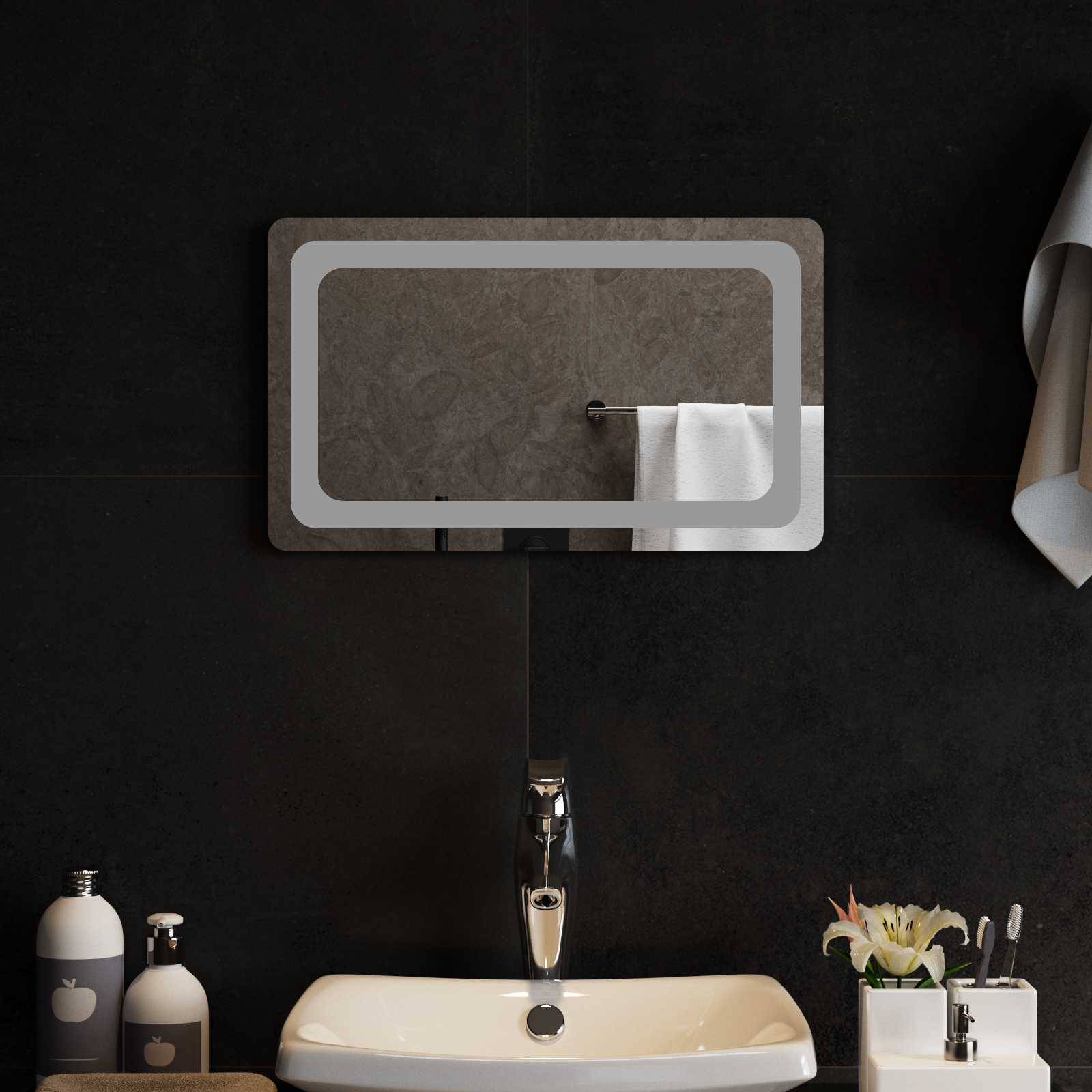 vidaXL LED-Badezimmerspiegel Transparent 50 x 30 cm Gehärtetes Glas