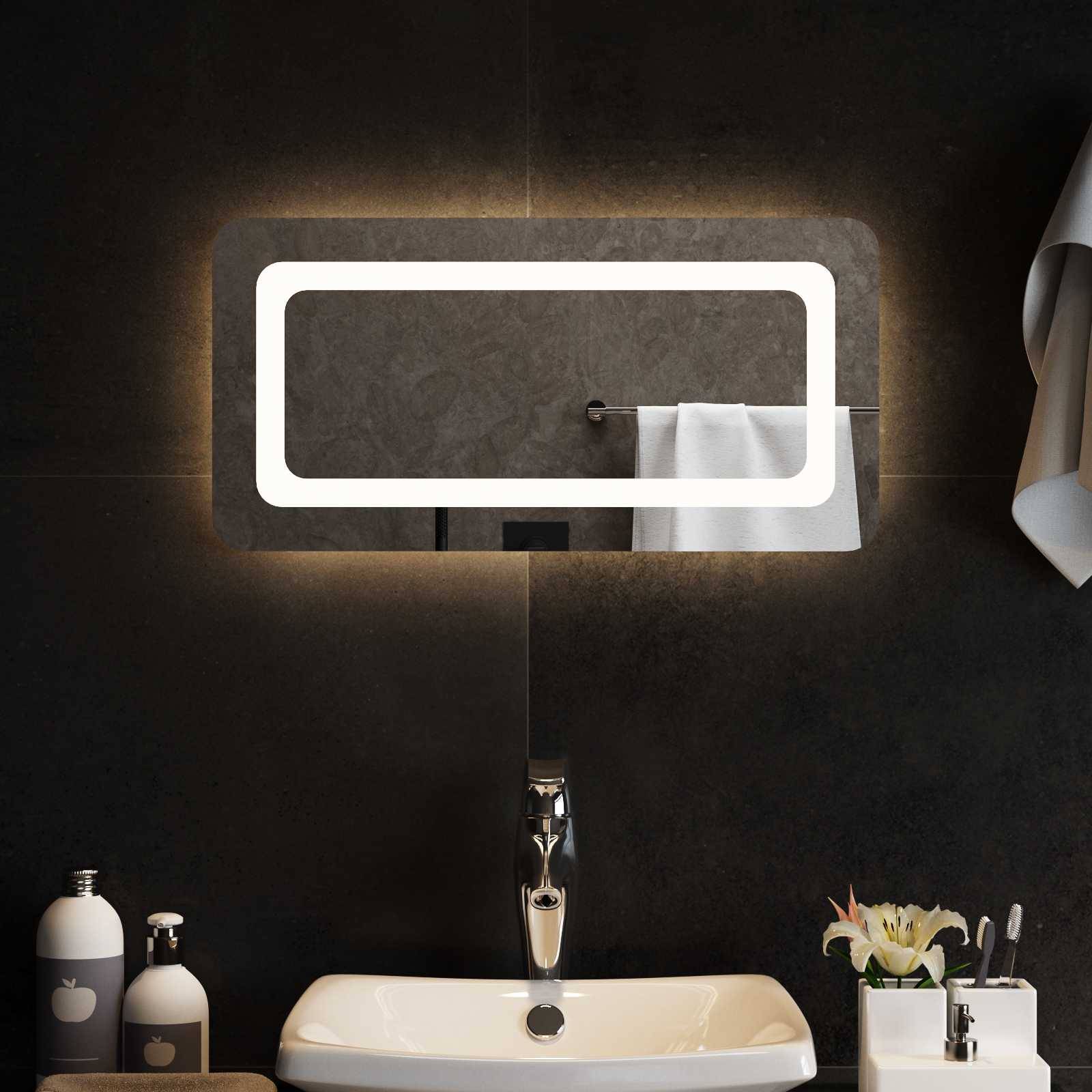 vidaXL LED-Badezimmerspiegel Transparent 60 x 30 cm Gehärtetes Glas