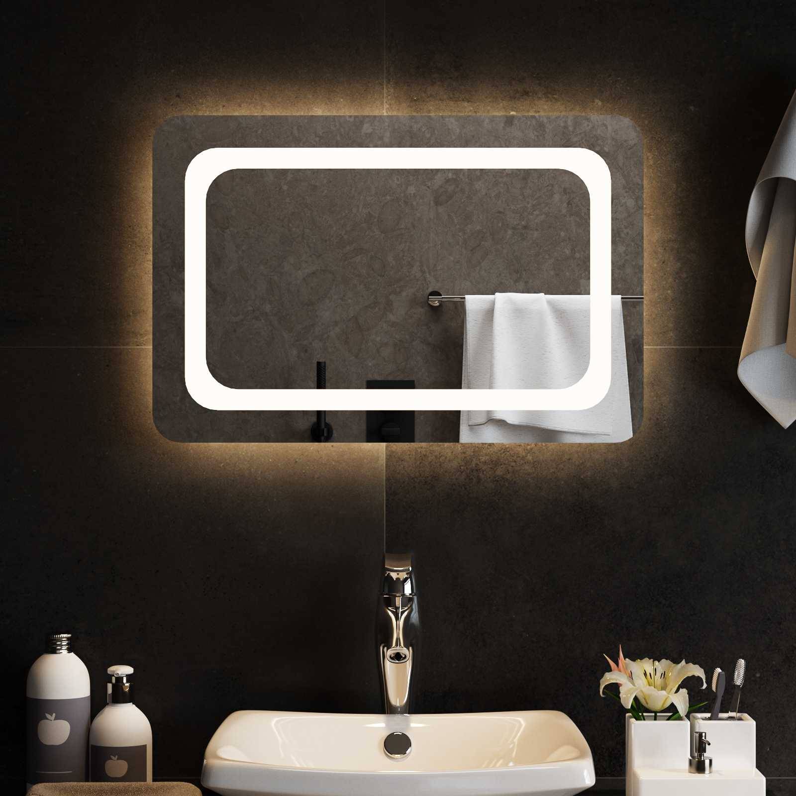 vidaXL LED-Badezimmerspiegel Transparent 60 x 40 cm Gehärtetes Glas