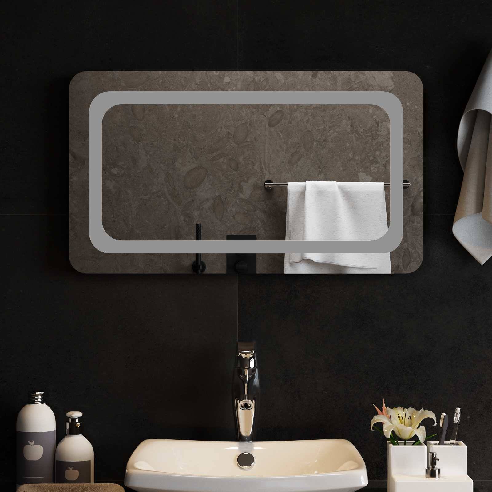 vidaXL LED-Badezimmerspiegel Transparent 70 x 40 cm Gehärtetes Glas