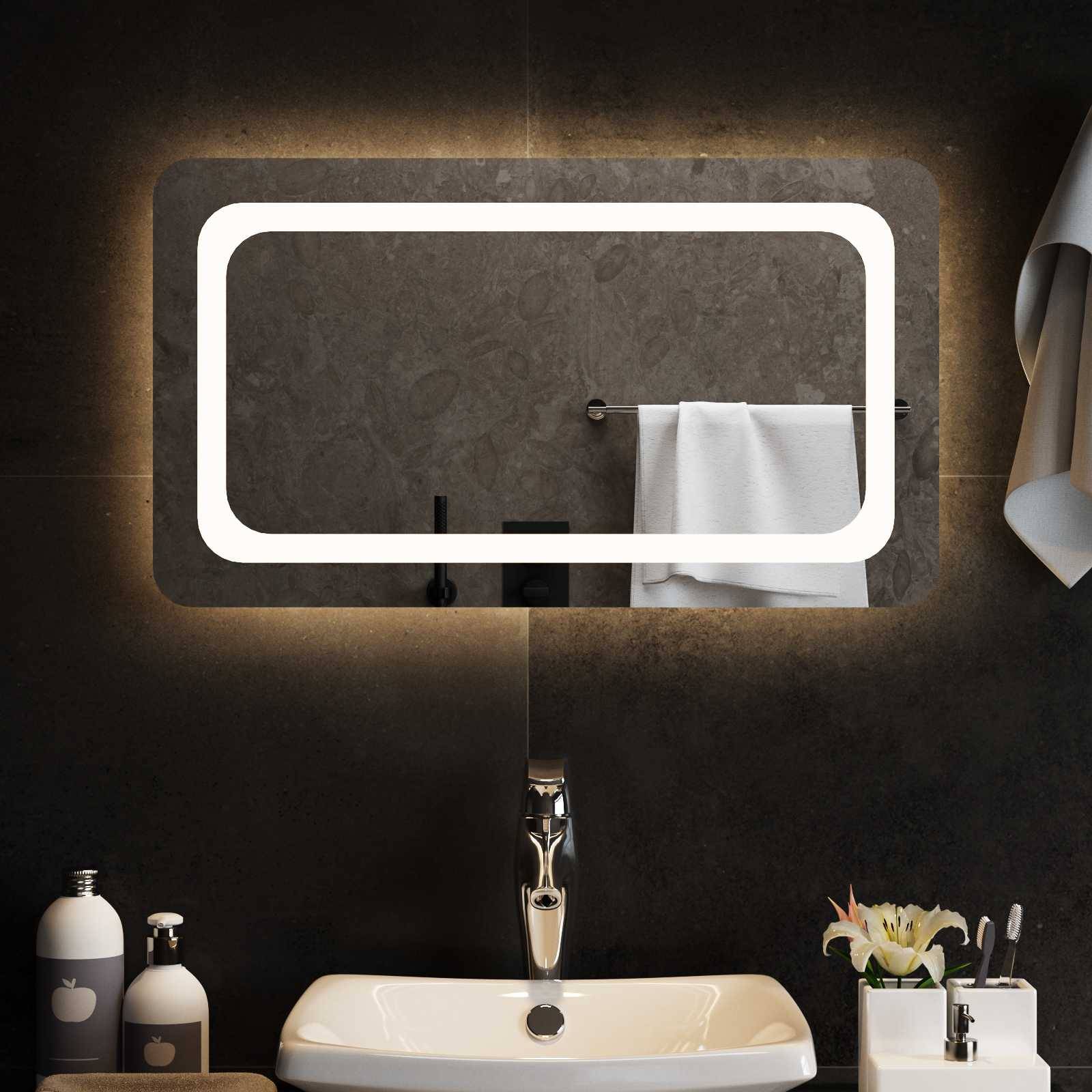 vidaXL LED-Badezimmerspiegel Transparent 70 x 40 cm Gehärtetes Glas