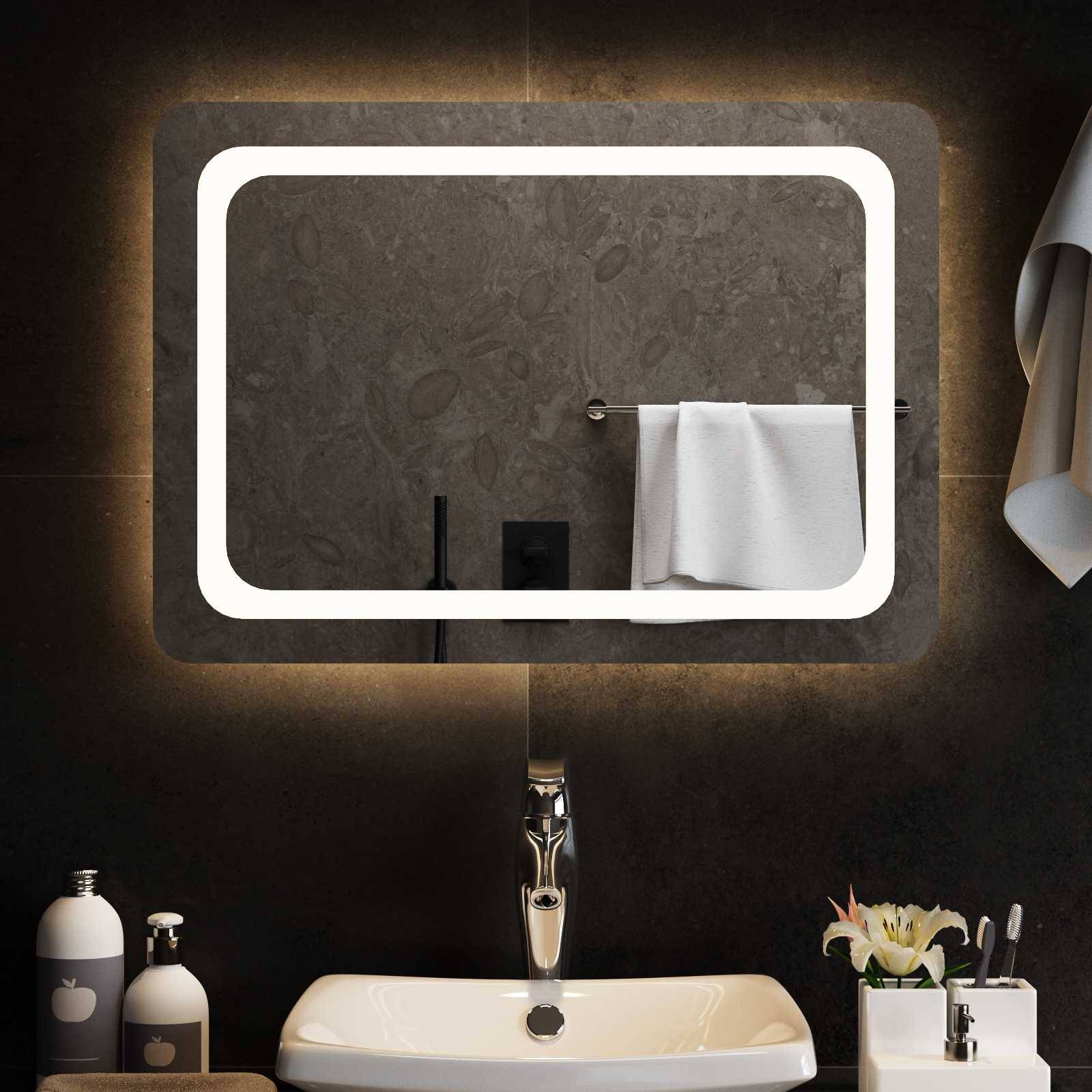 vidaXL LED-Badezimmerspiegel Transparent 70 x 50 cm Gehärtetes Glas