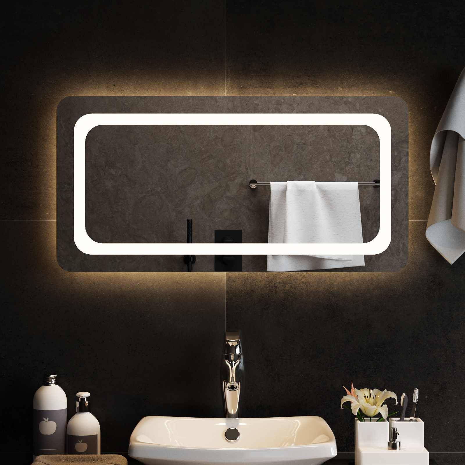 vidaXL LED-Badezimmerspiegel Transparent 80 x 40 cm Gehärtetes Glas