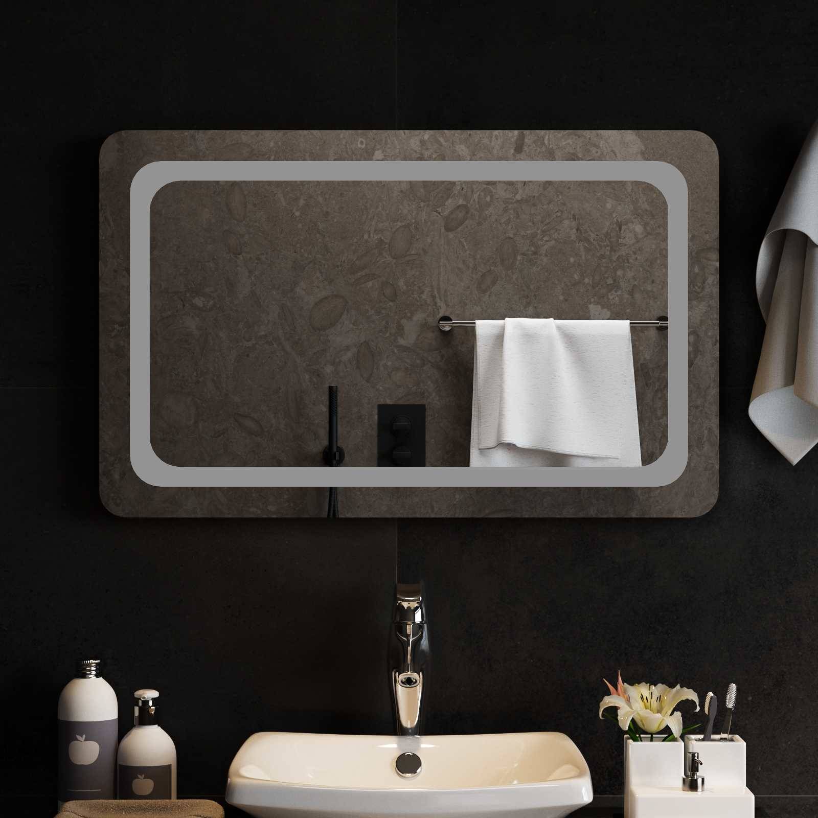 vidaXL LED-Badezimmerspiegel Transparent 80 x 50 cm Gehärtetes Glas