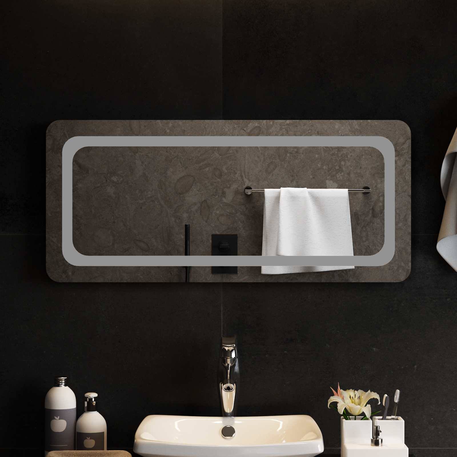 vidaXL LED-Badezimmerspiegel Transparent 90 x 40 cm Gehärtetes Glas