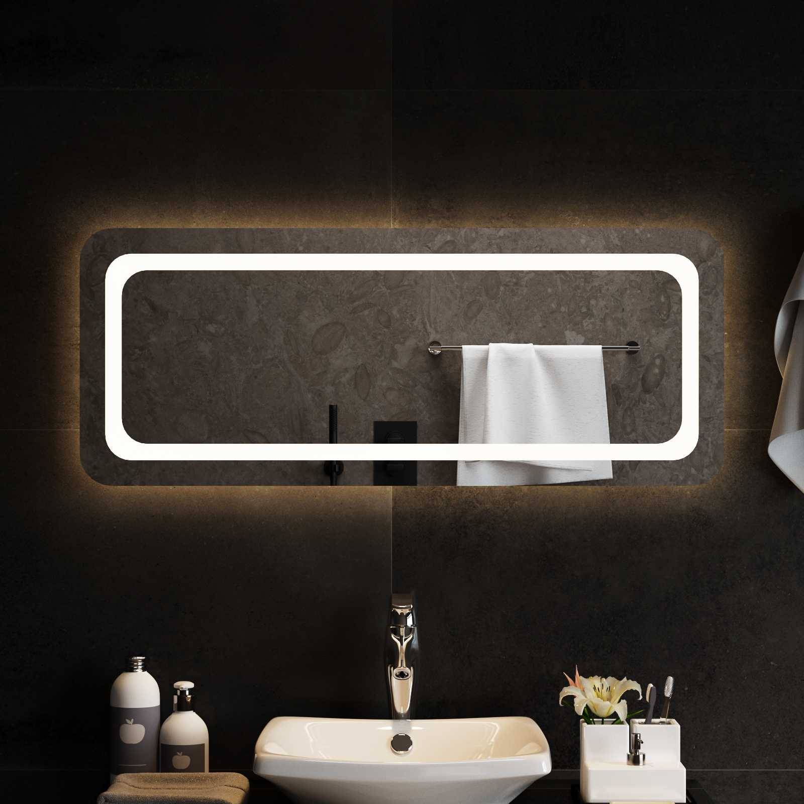 vidaXL LED-Badezimmerspiegel Transparent 100 x 40 cm Gehärtetes Glas