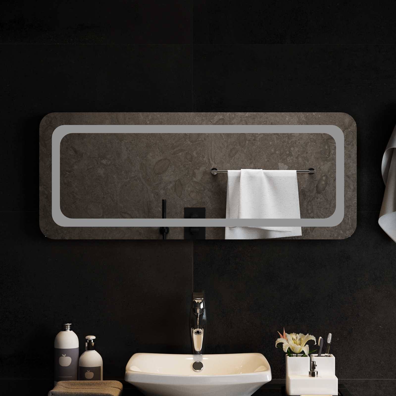 vidaXL LED-Badezimmerspiegel Transparent 100 x 40 cm Gehärtetes Glas