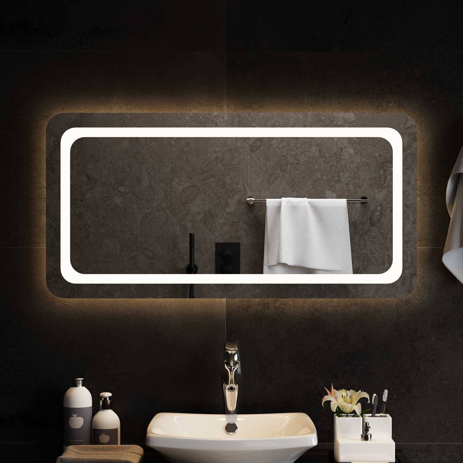 vidaXL LED-Badezimmerspiegel Transparent 100 x 50 cm Gehärtetes Glas