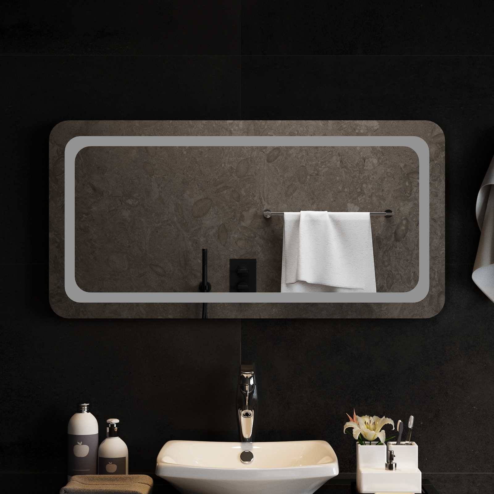 vidaXL LED-Badezimmerspiegel Transparent 100 x 50 cm Gehärtetes Glas
