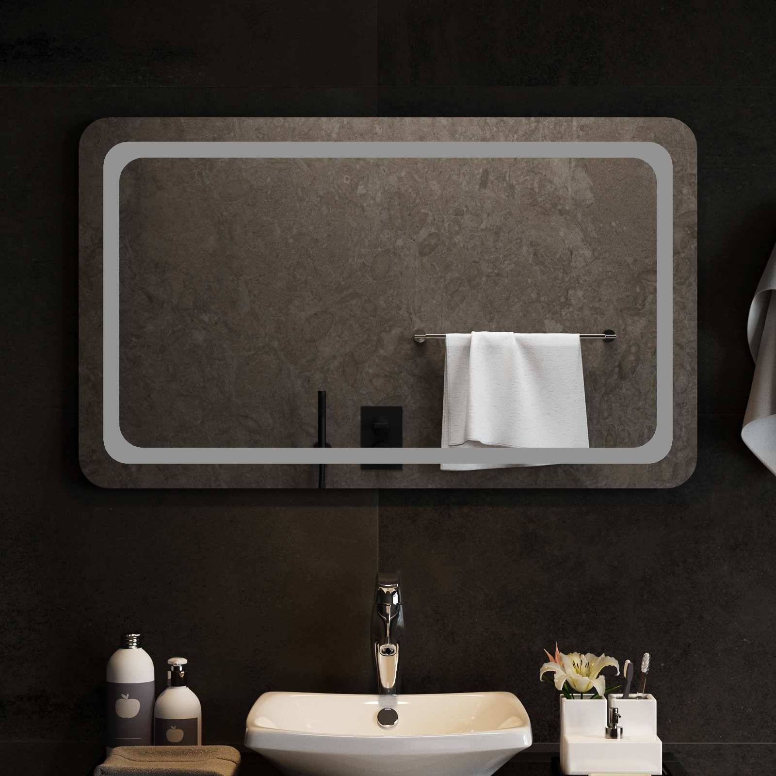 vidaXL LED-Badezimmerspiegel Transparent 100 x 60 cm Gehärtetes Glas