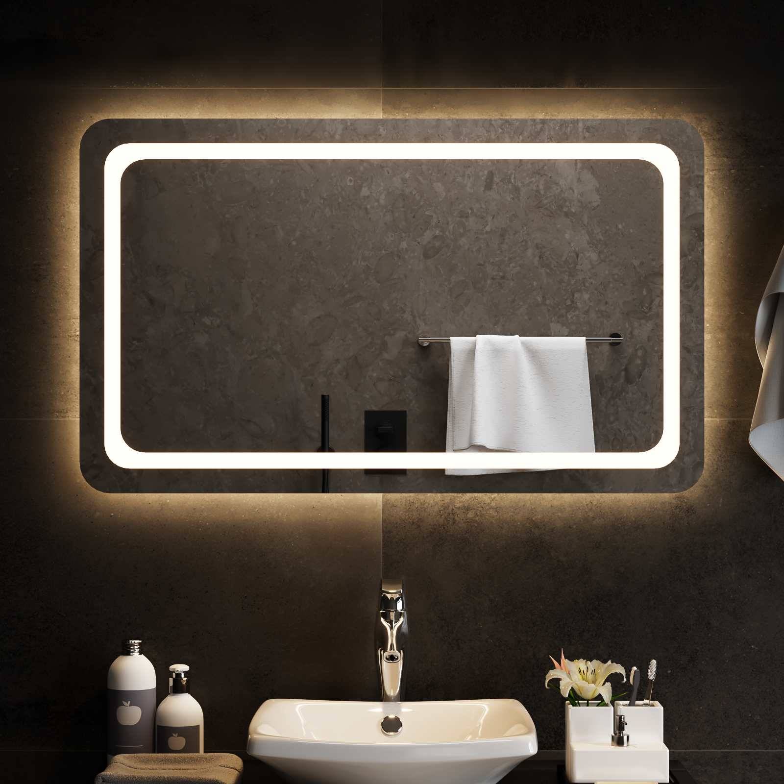 vidaXL LED-Badezimmerspiegel Transparent 100 x 60 cm Gehärtetes Glas