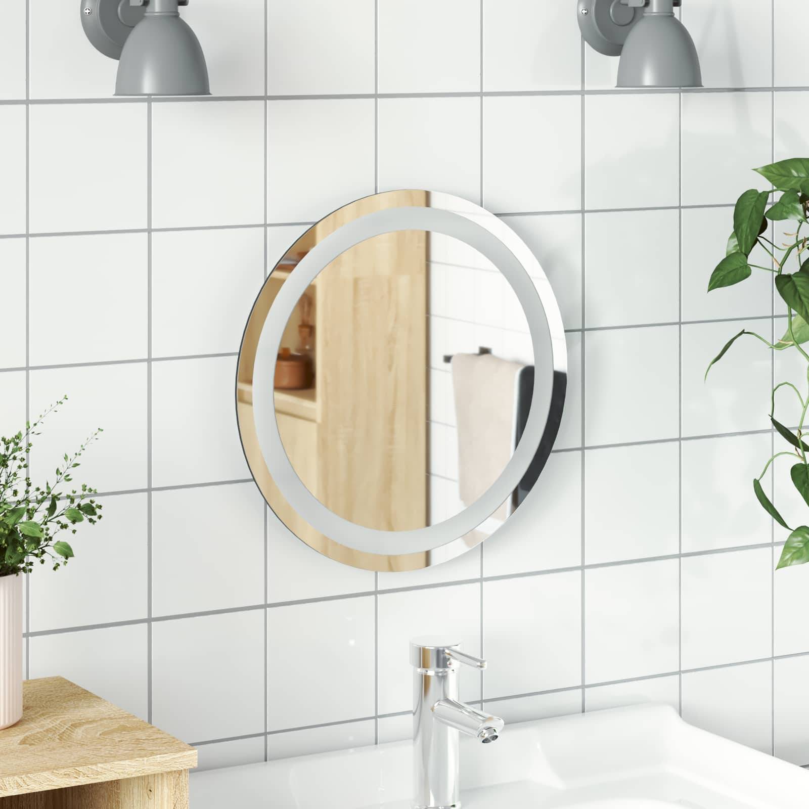 vidaXL LED-Badezimmerspiegel Transparent Ø 40 cm Gehärtetes Glas
