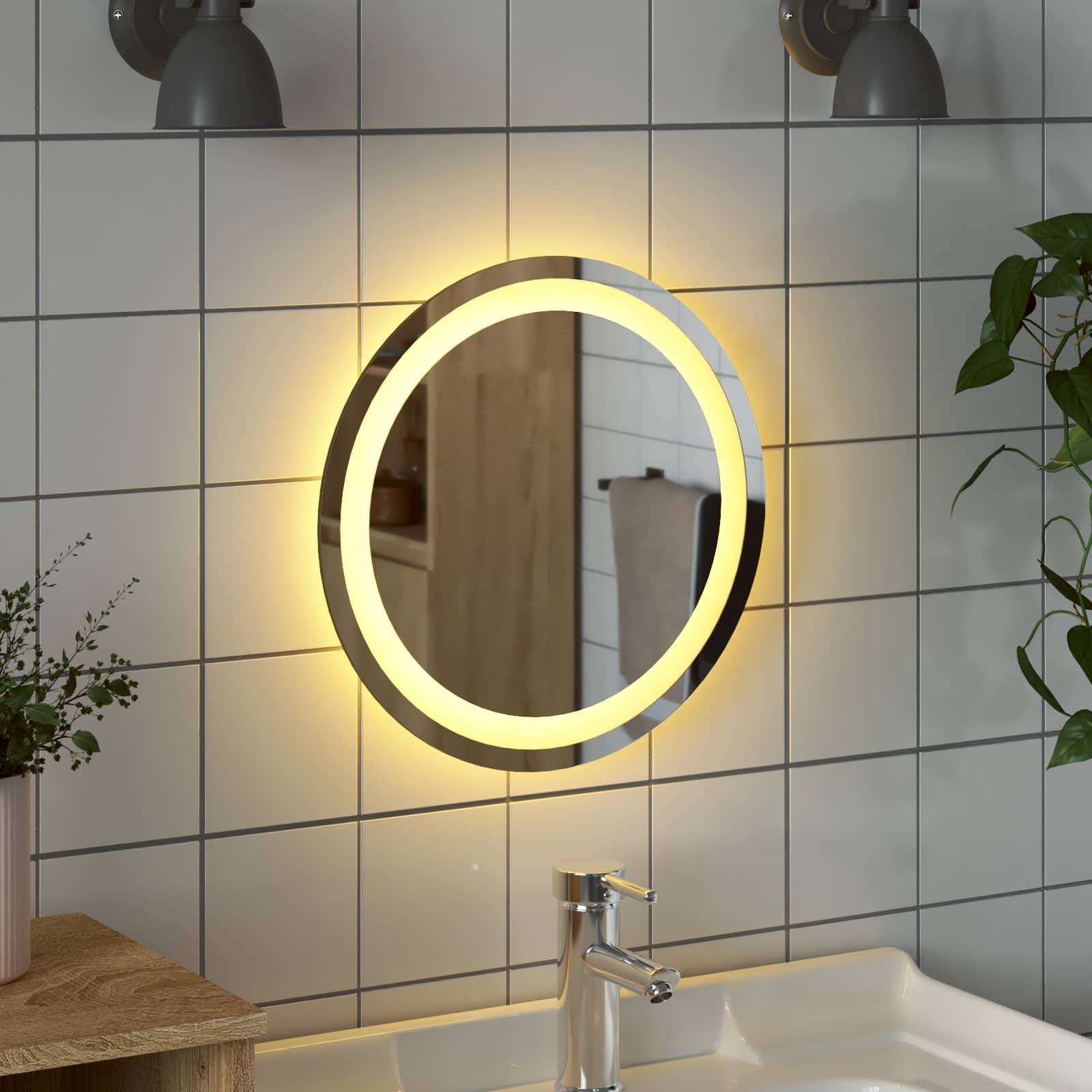 vidaXL LED-Badezimmerspiegel Transparent Ø 40 cm Gehärtetes Glas
