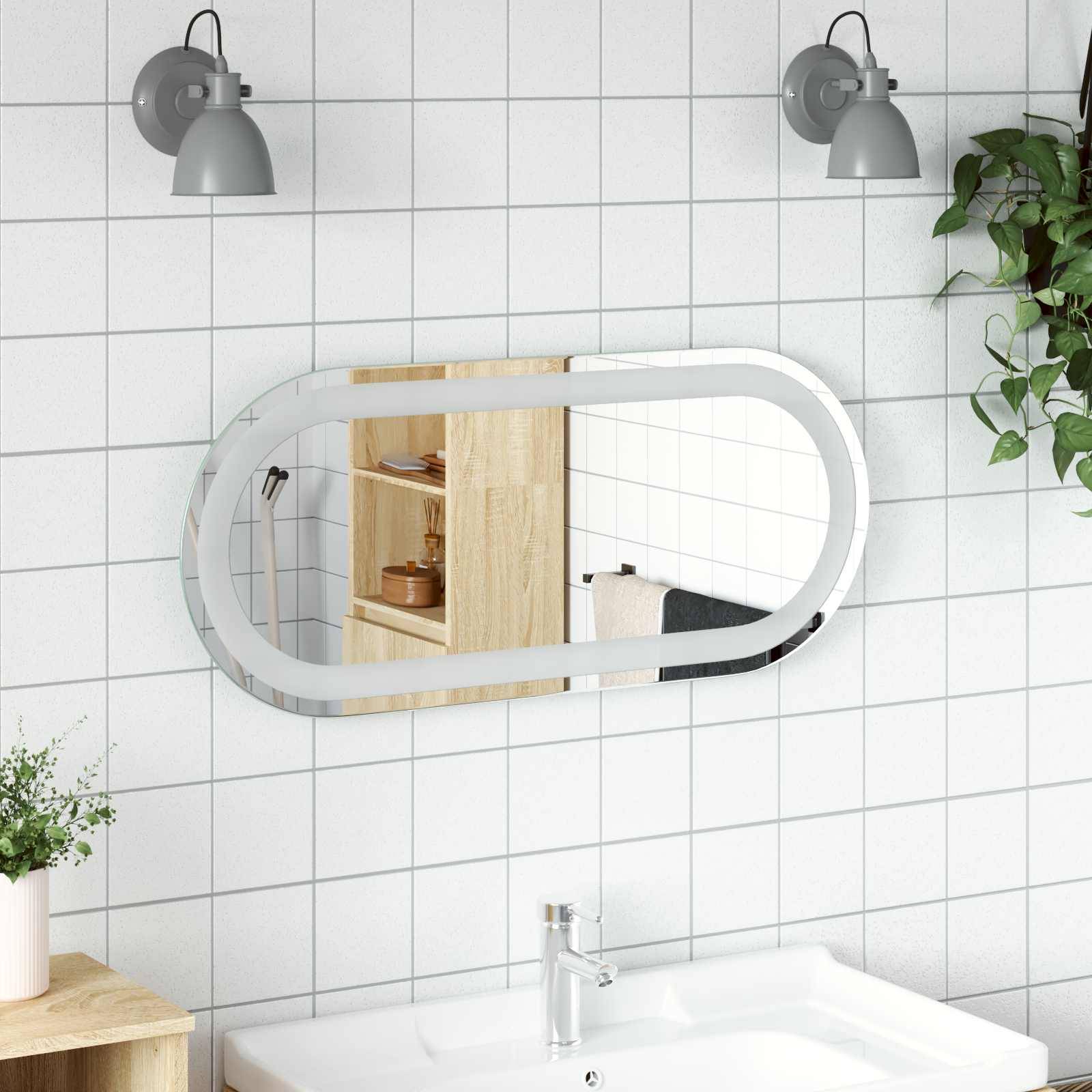 vidaXL LED-Badezimmerspiegel Transparent 70 x 30 cm Gehärtetes Glas
