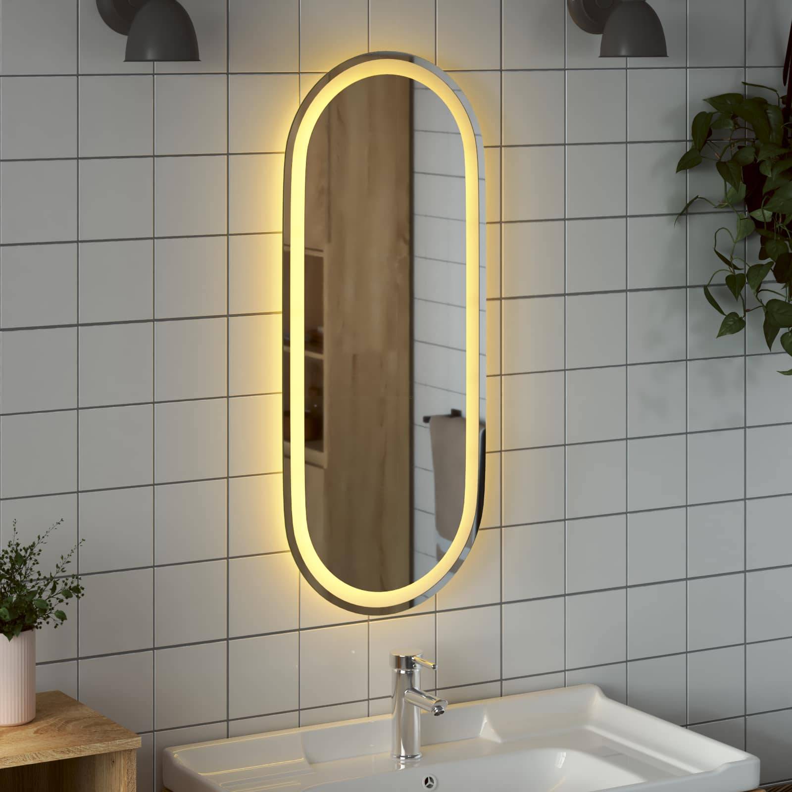 vidaXL LED-Badezimmerspiegel Transparent 90 x 40 cm Gehärtetes Glas