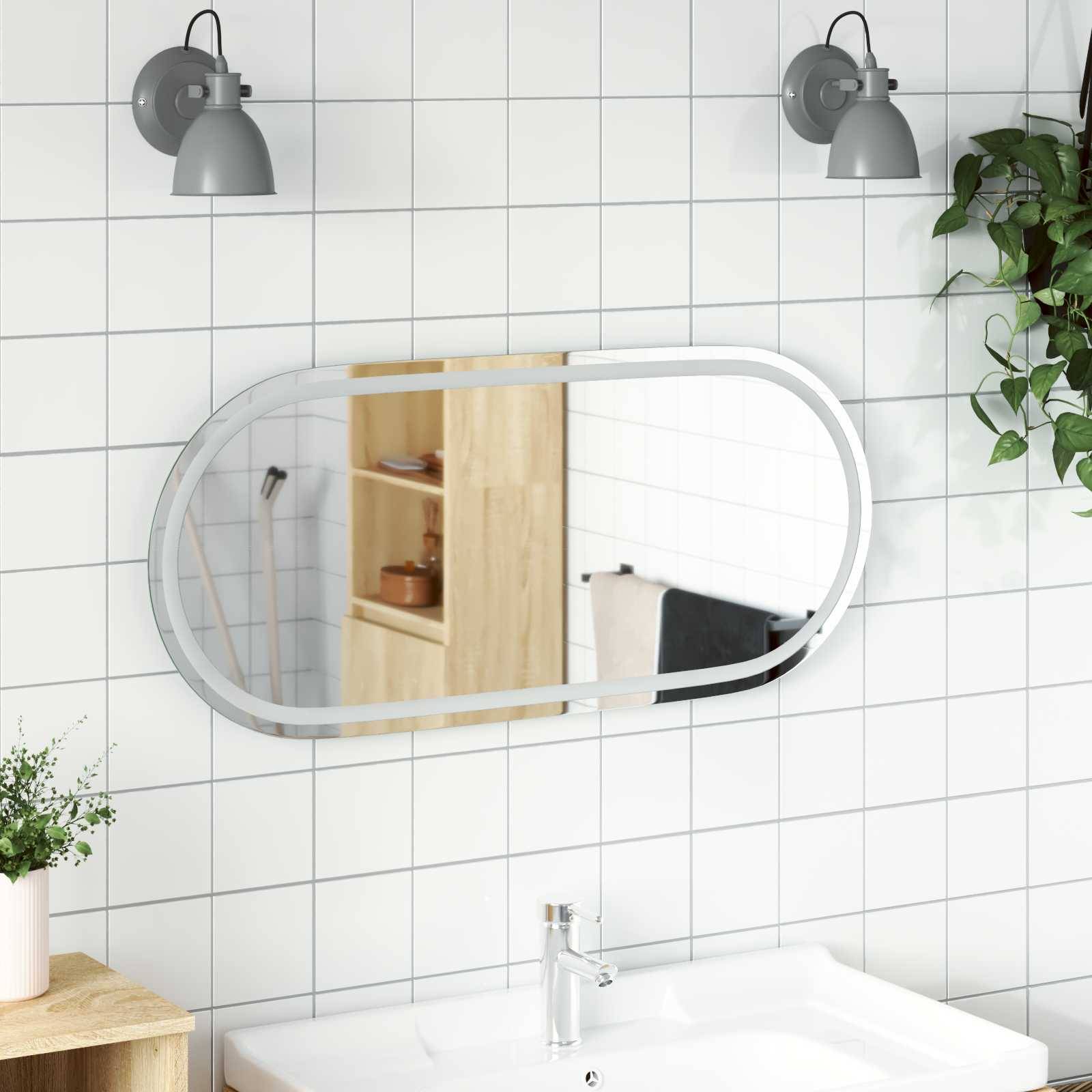 vidaXL LED-Badezimmerspiegel Transparent 100 x 45 cm Gehärtetes Glas