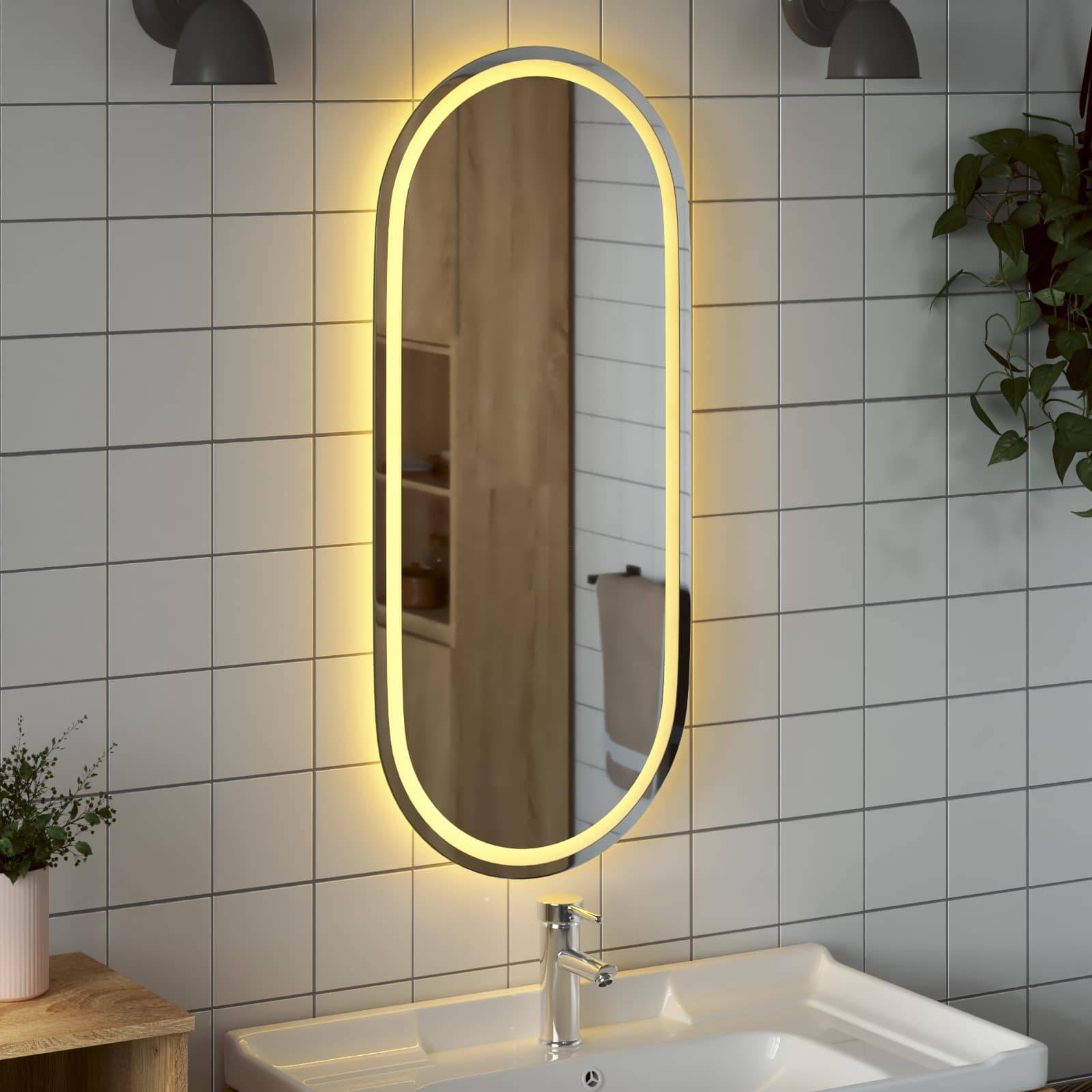 vidaXL LED-Badezimmerspiegel Transparent 100 x 45 cm Gehärtetes Glas