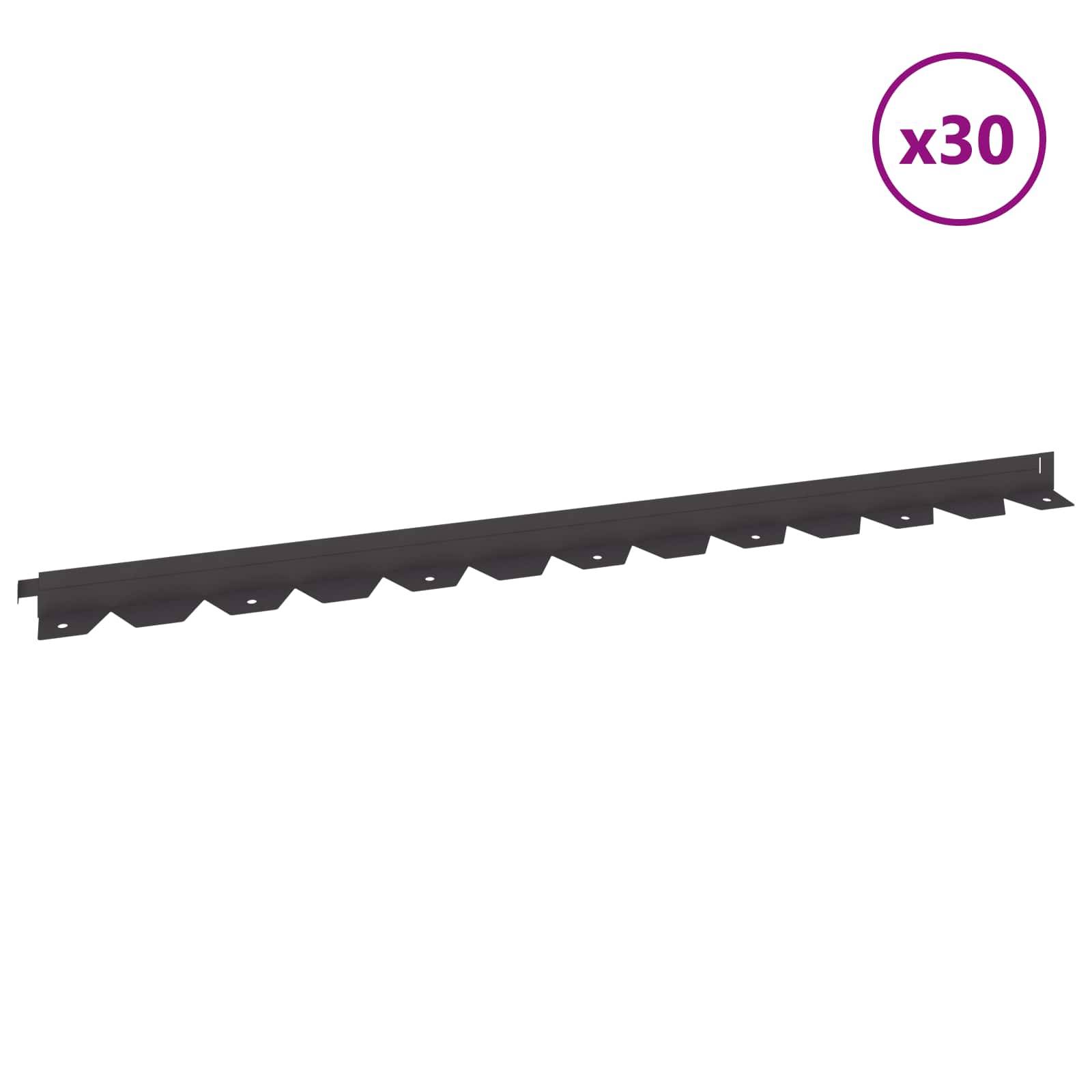 vidaXL Raseneinfassung 30 pcs 102 x 4 x 4 cm Stahl Schwarz