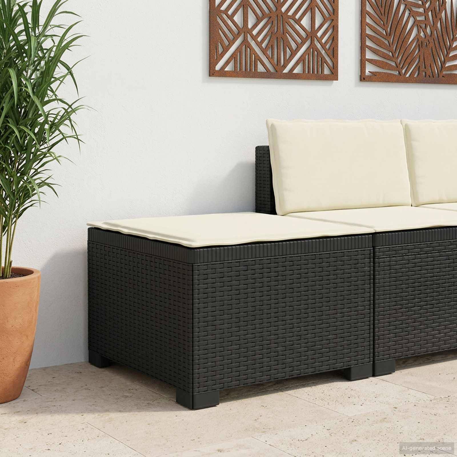 vidaXL 1-Sitzer Garten-Sofa mit Kissen Rattan-Look PP Anthrazit