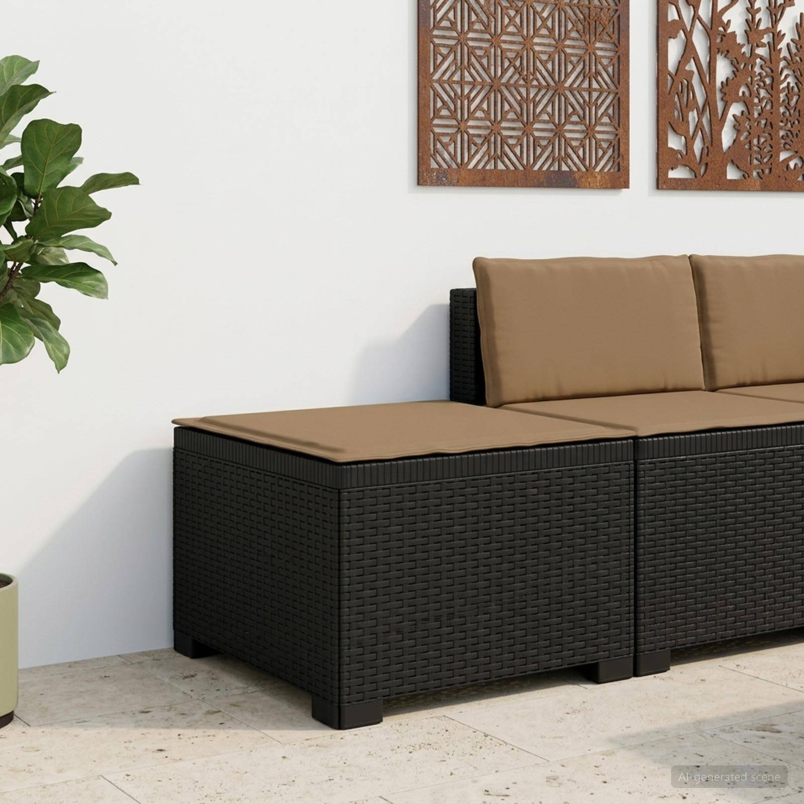 vidaXL 1-Sitzer Garten-Sofa mit Kissen Rattan-Look PP Anthrazit