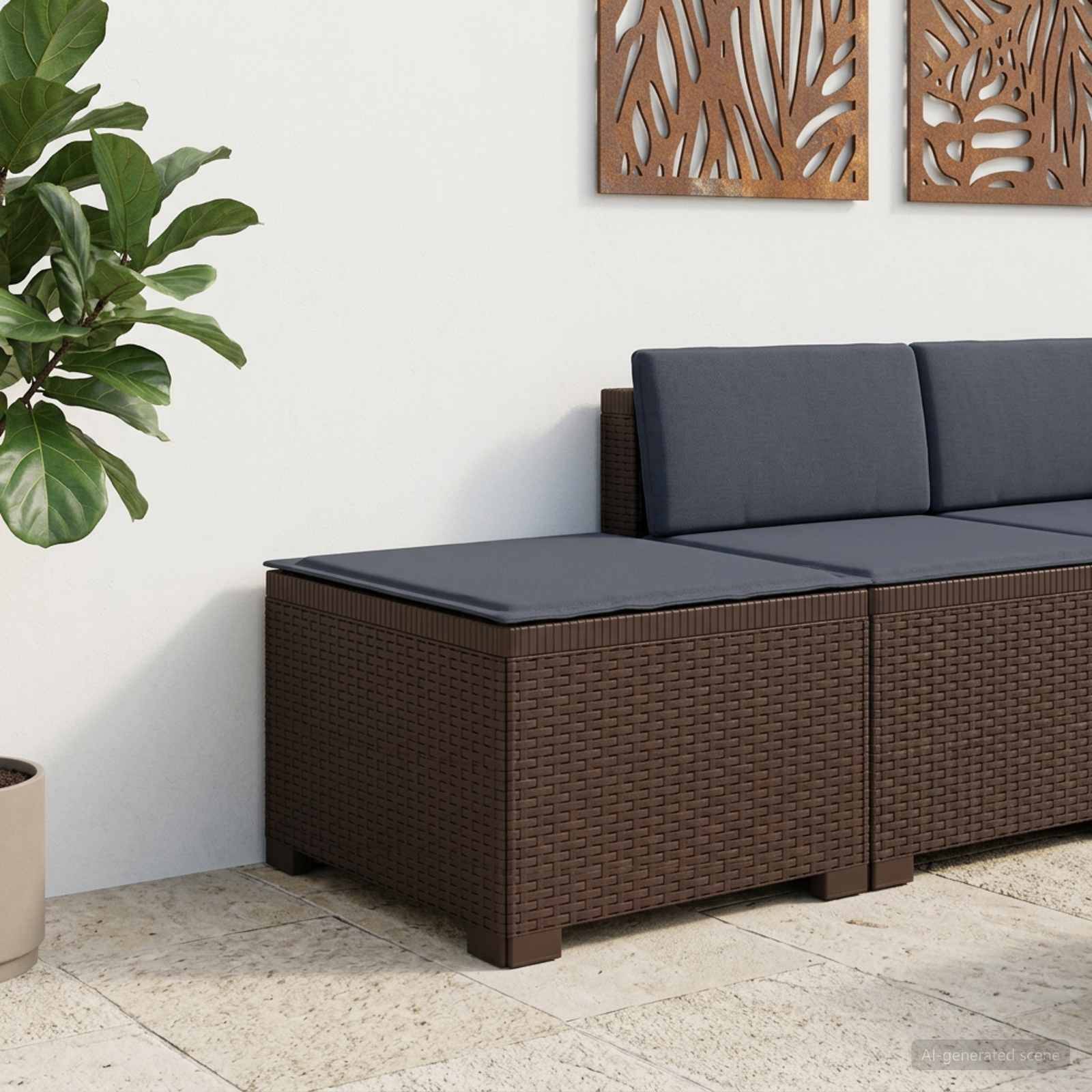 vidaXL 1-Sitzer Garten-Sofa mit Kissen Rattan-Look PP Braun